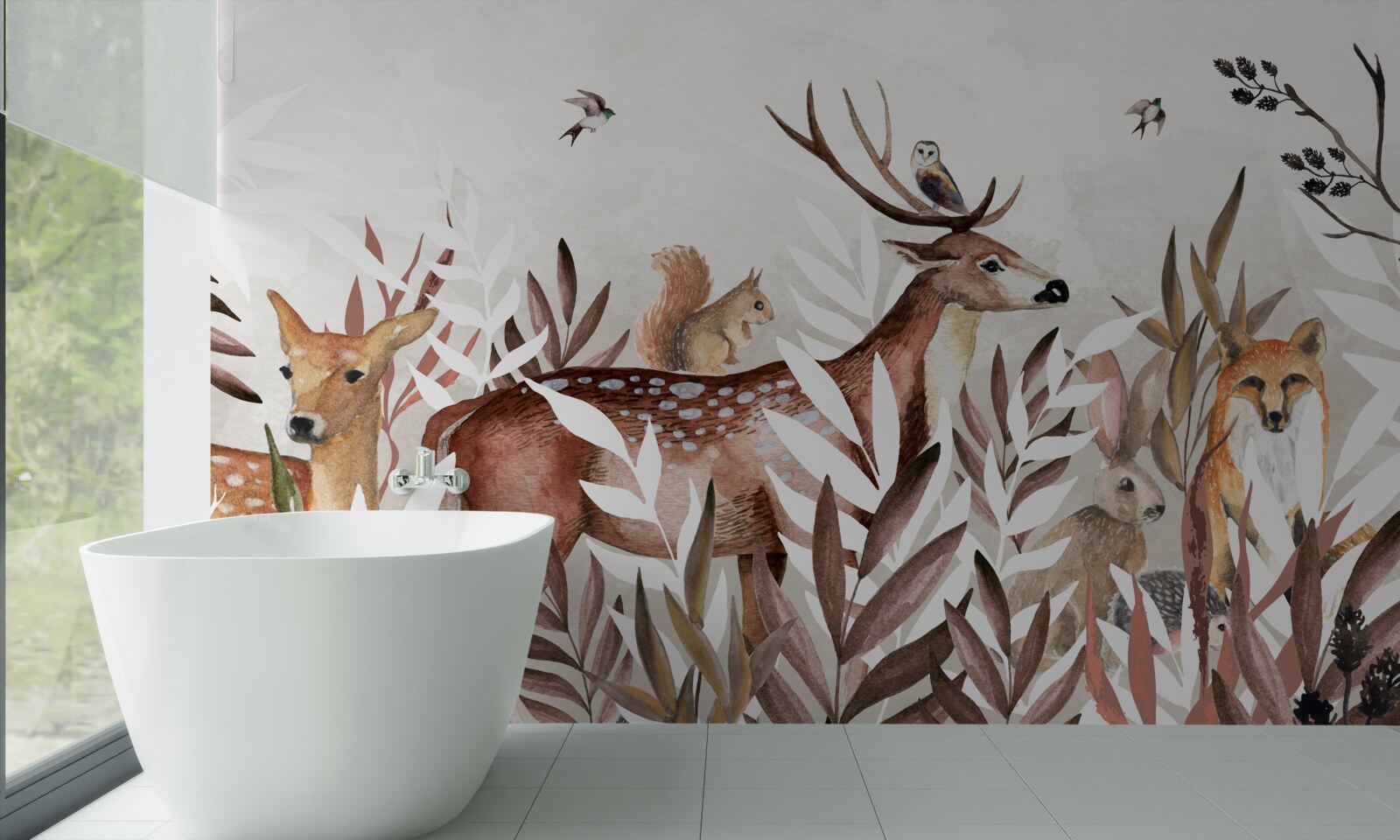 Papier peint habitants de la forêt et plantes