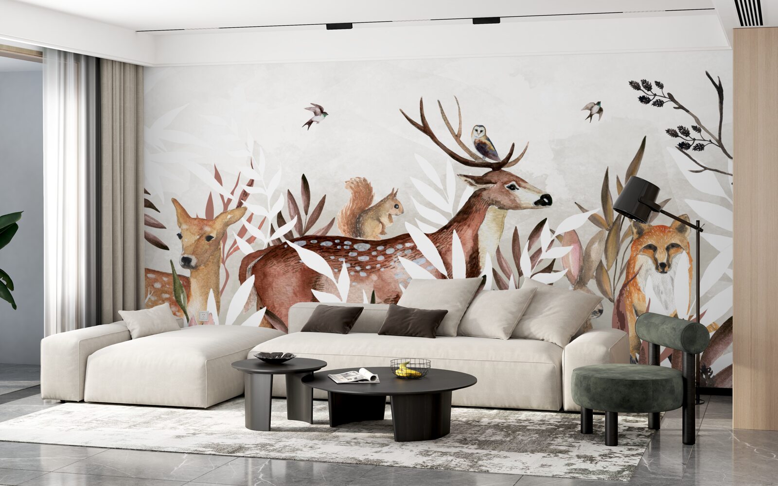 Papier peint habitants de la forêt et plantes