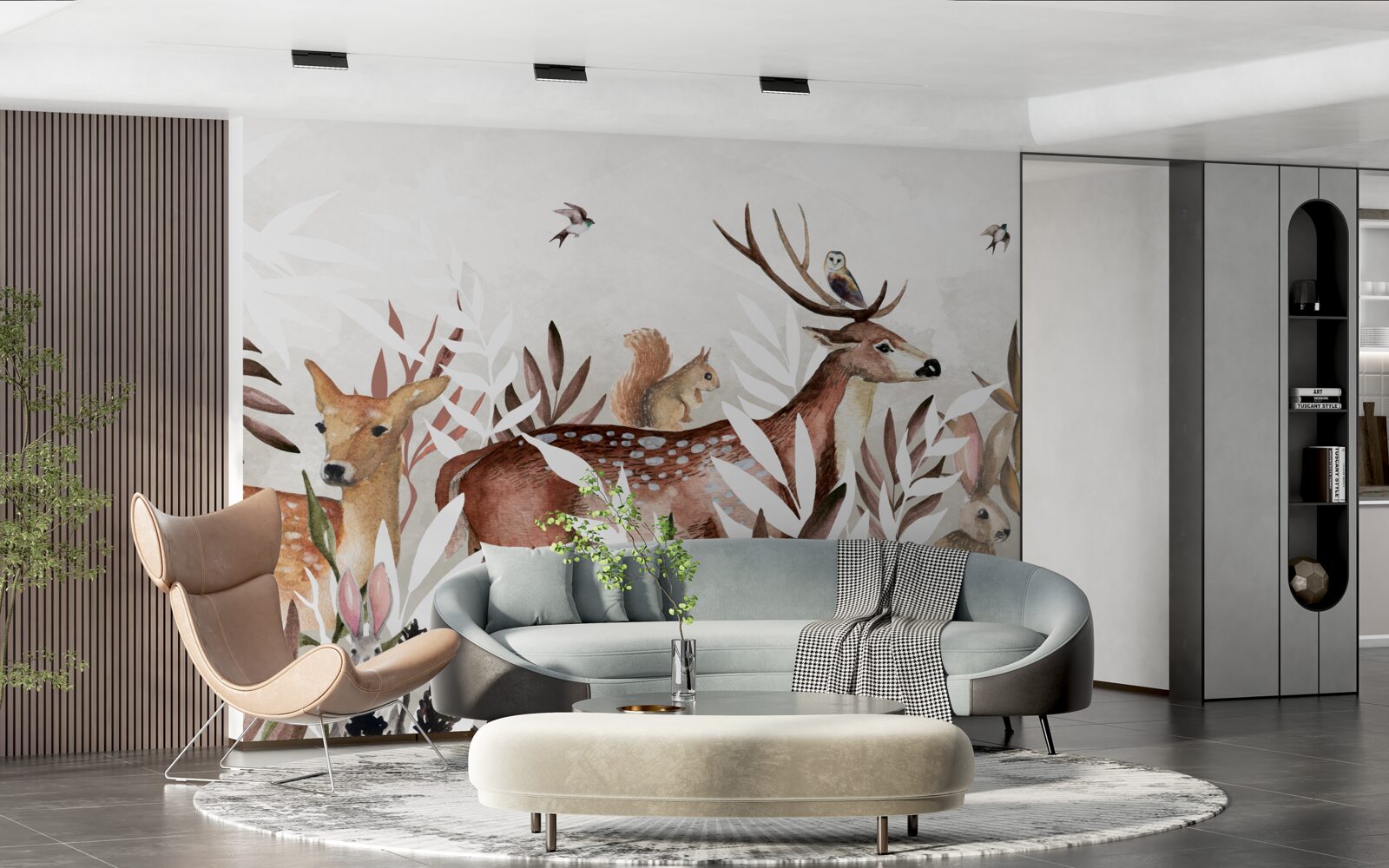 Papier peint habitants de la forêt et plantes