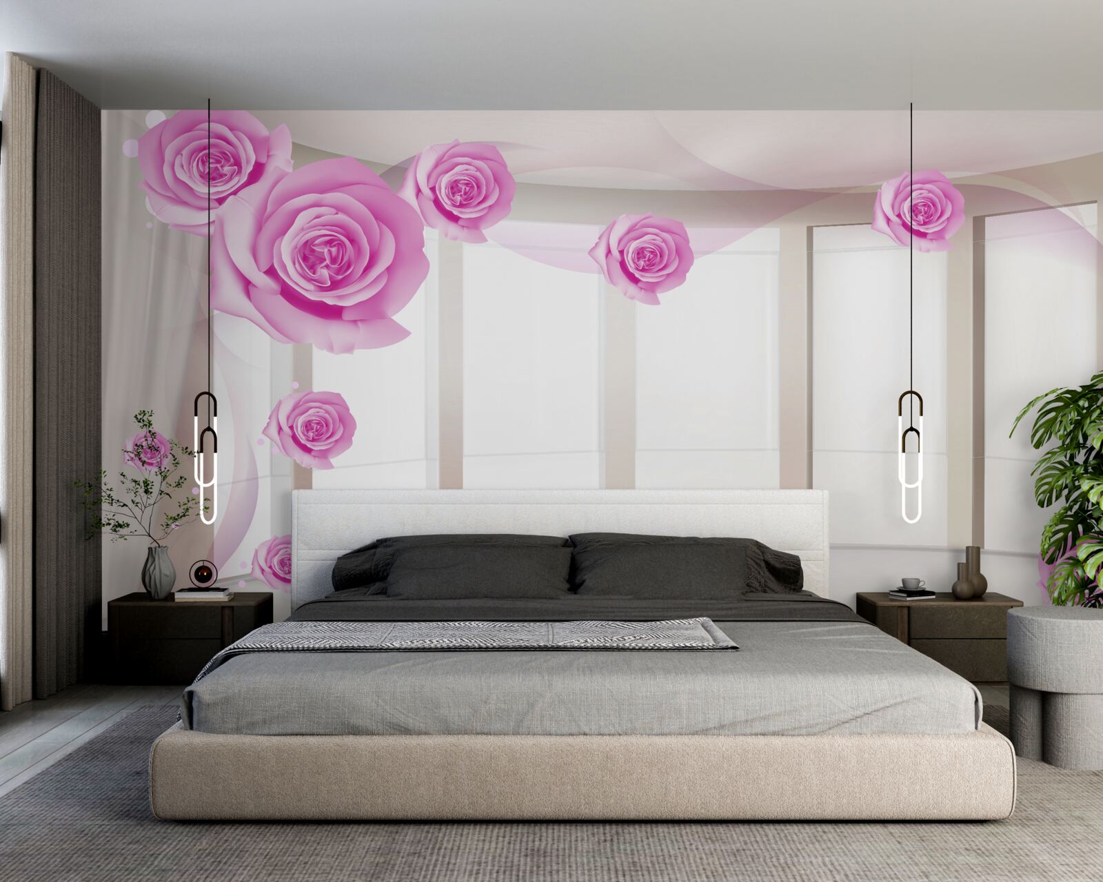 Papier peint des roses roses ont fleuri sur le grand balcon