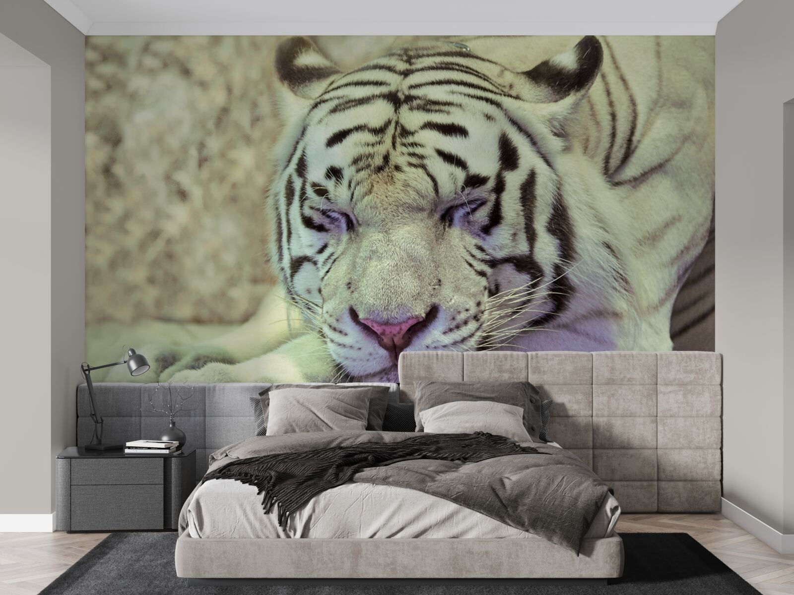 Papier peint tigre blanc dans un état de rêve