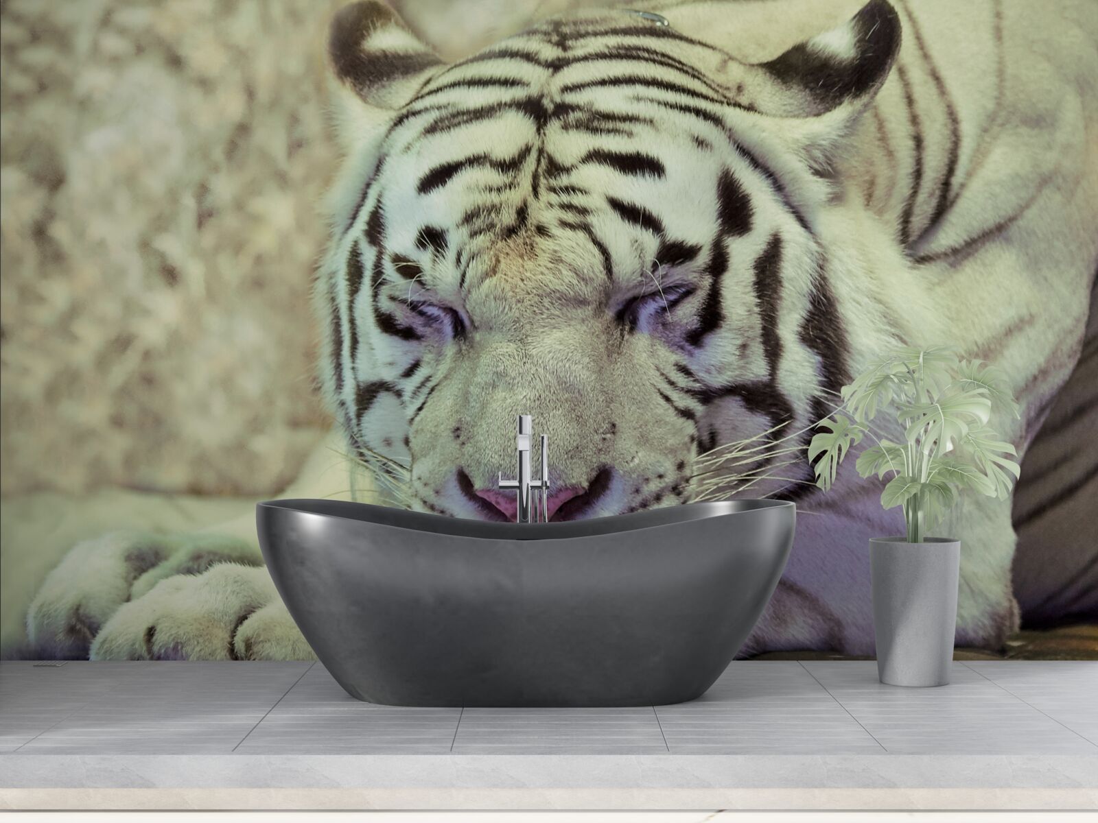 Papier peint tigre blanc dans un état de rêve