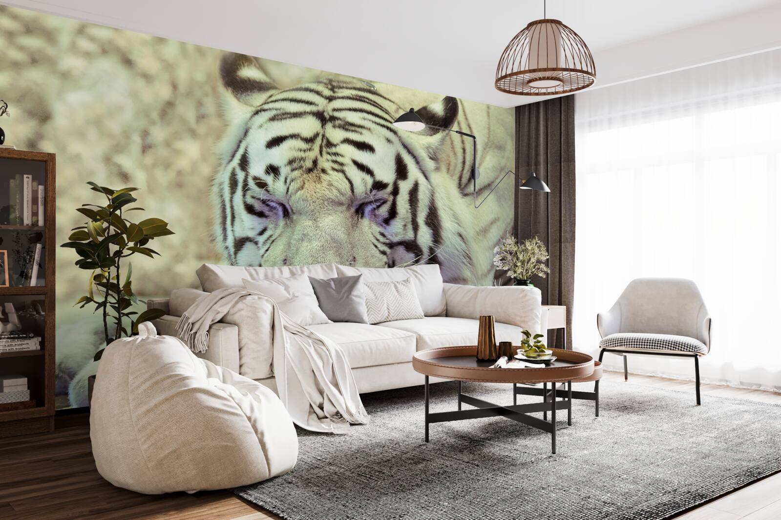 Papier peint tigre blanc dans un état de rêve