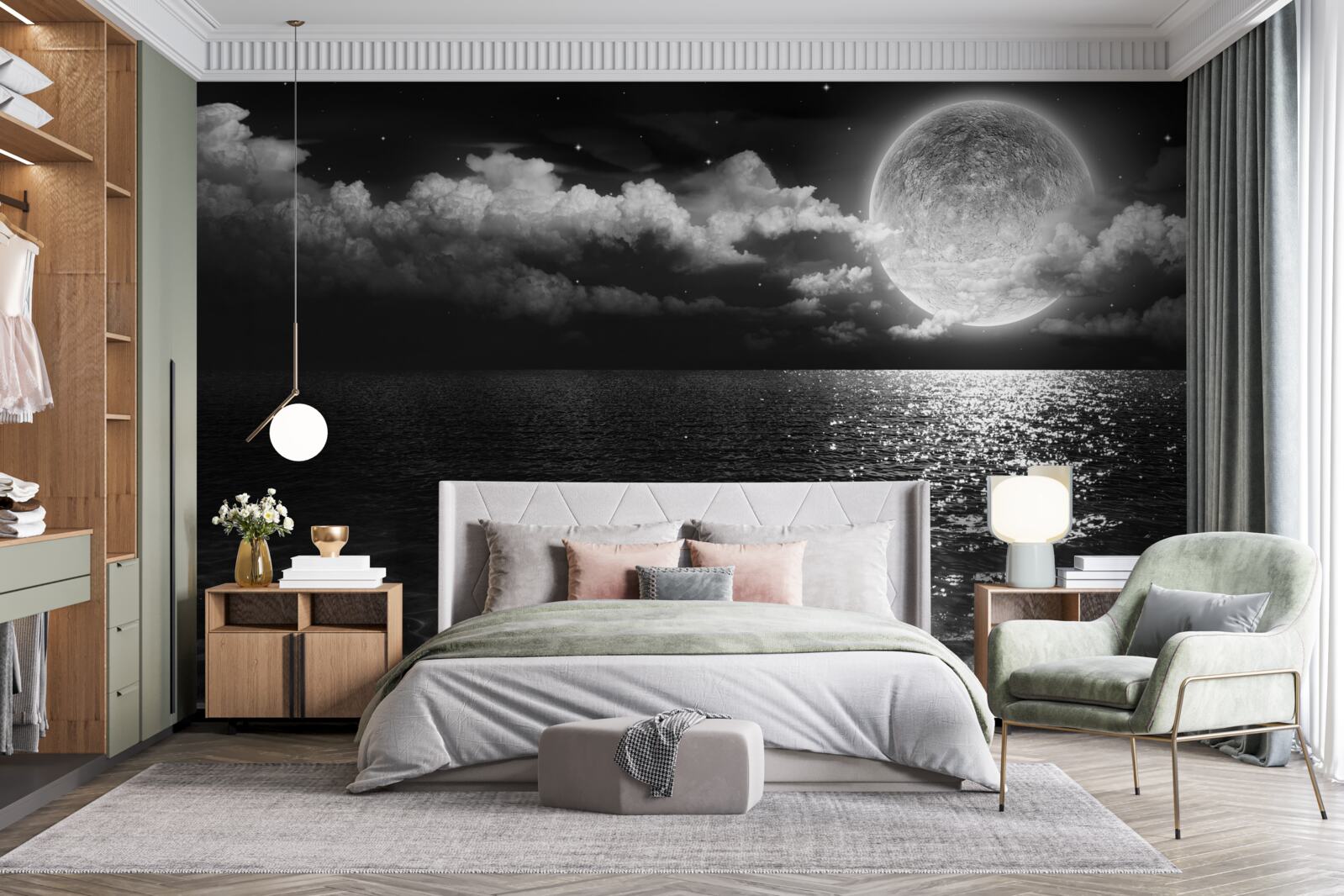 Papier peint rivage calme la nuit