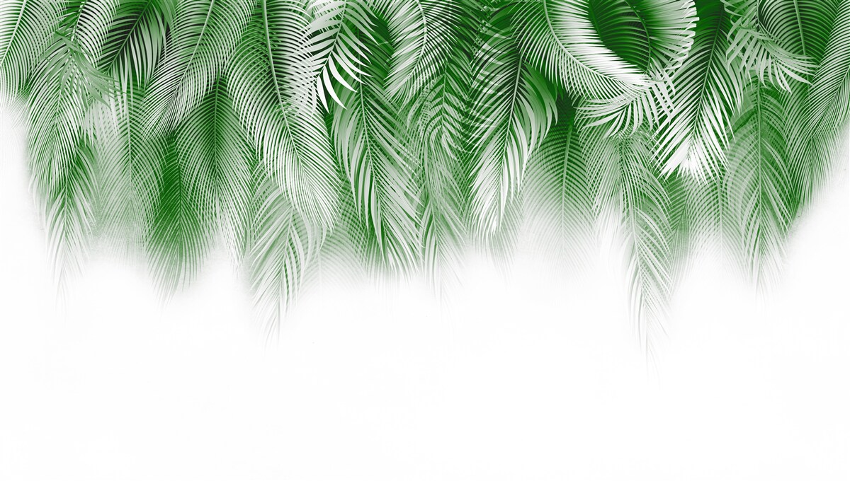 Papier peint feuilles de fougère vert clair