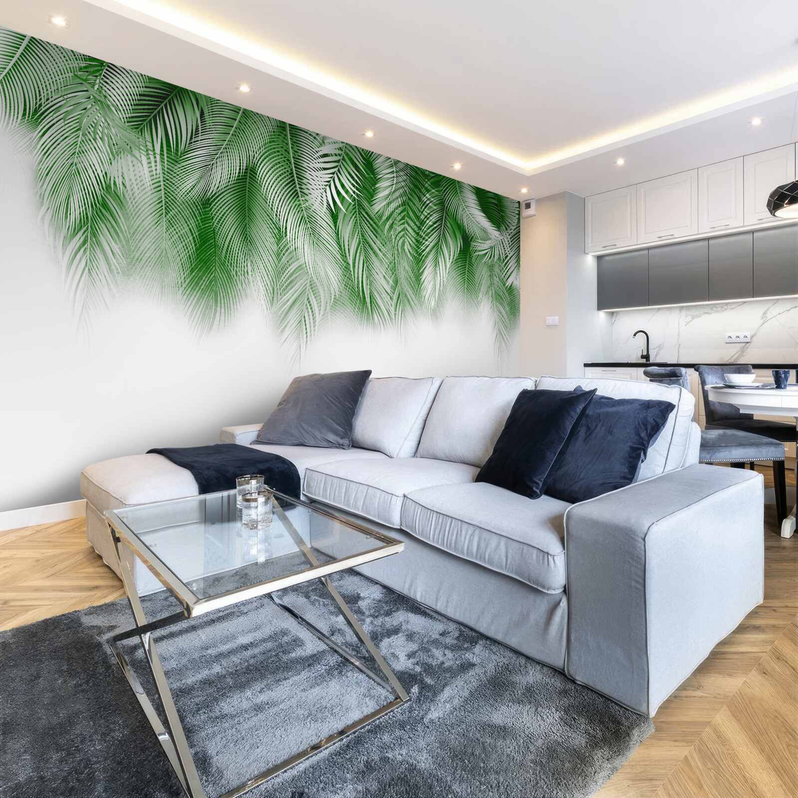 Papier peint feuilles de fougère vert clair