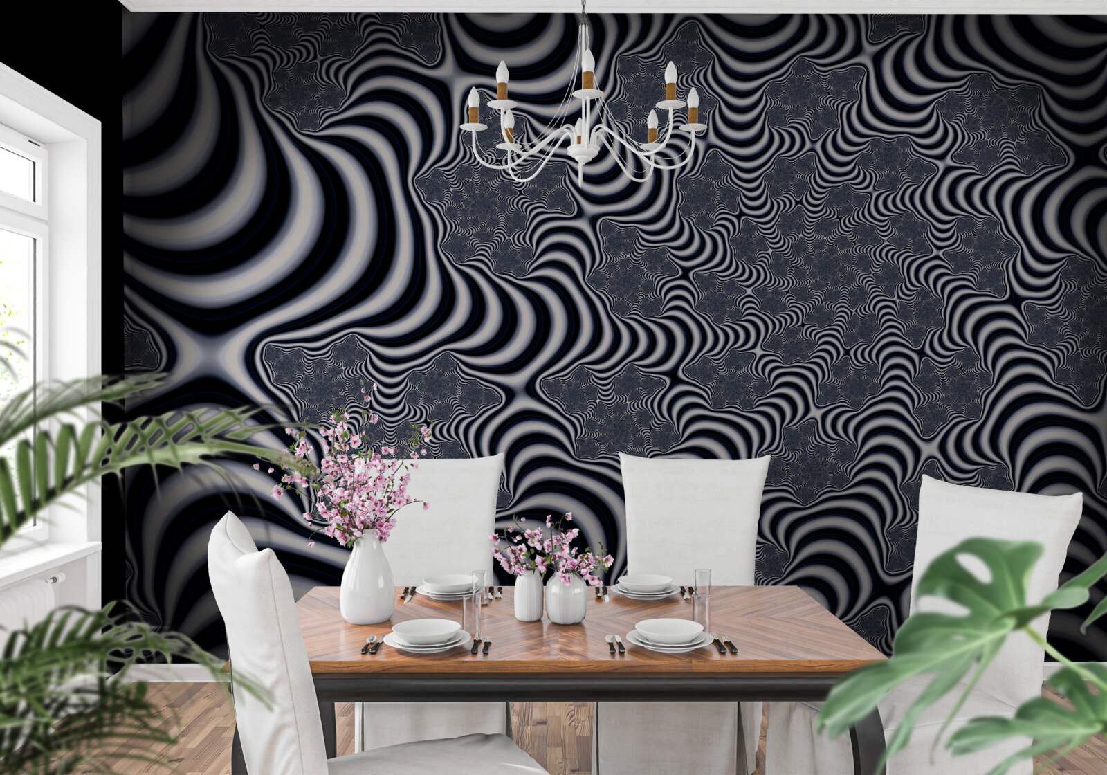 Papier peint tubes avec sangles s'étendant sur une certaine distance