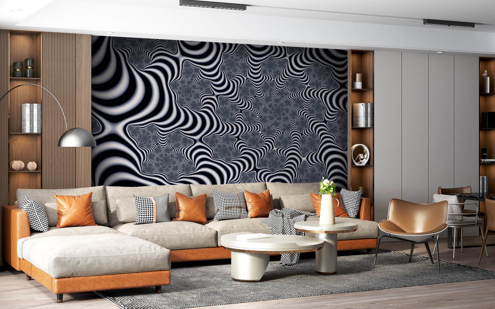 Papier peint tubes avec sangles s'étendant sur une certaine distance