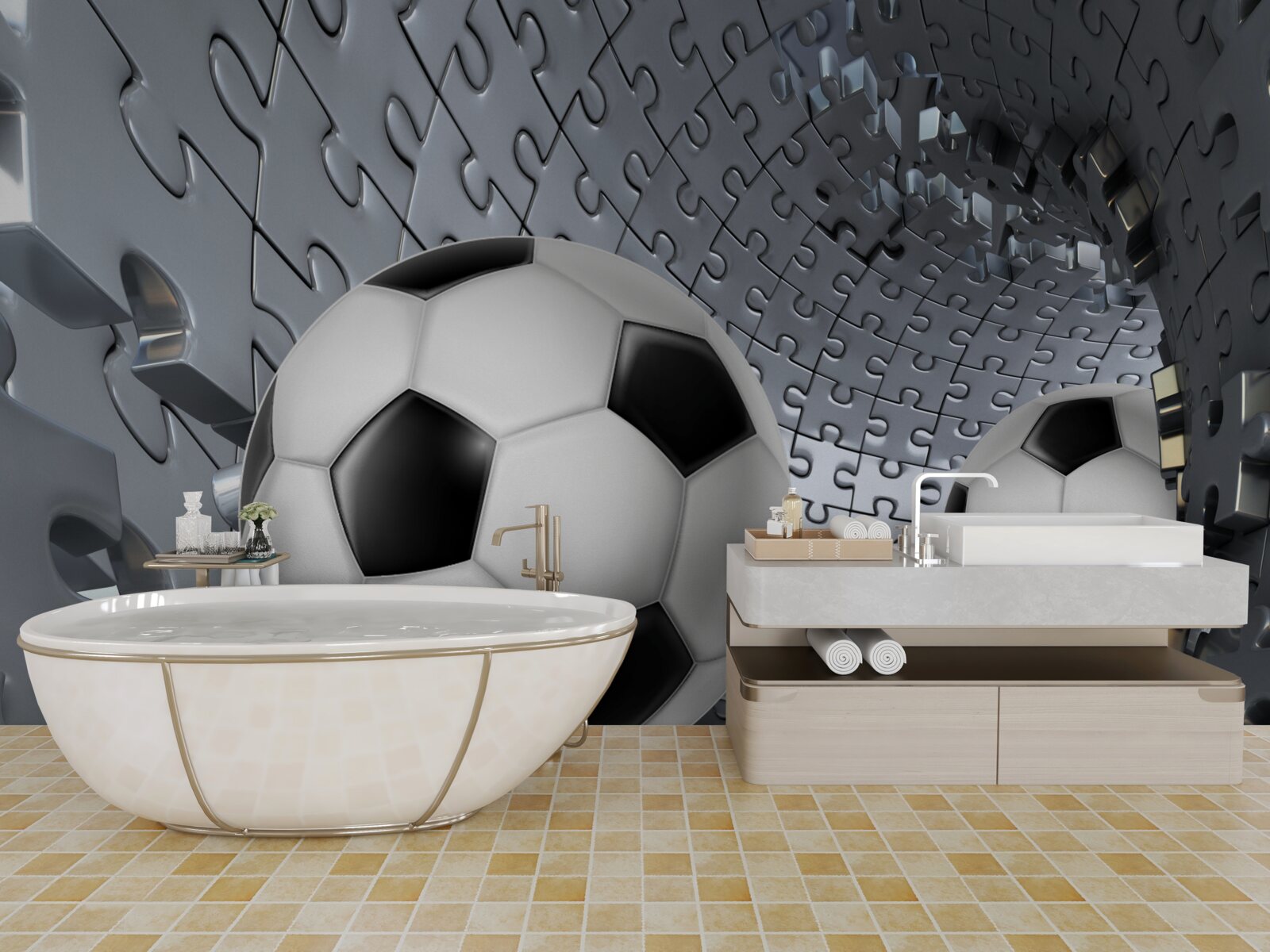 Papier peint balles et puzzles