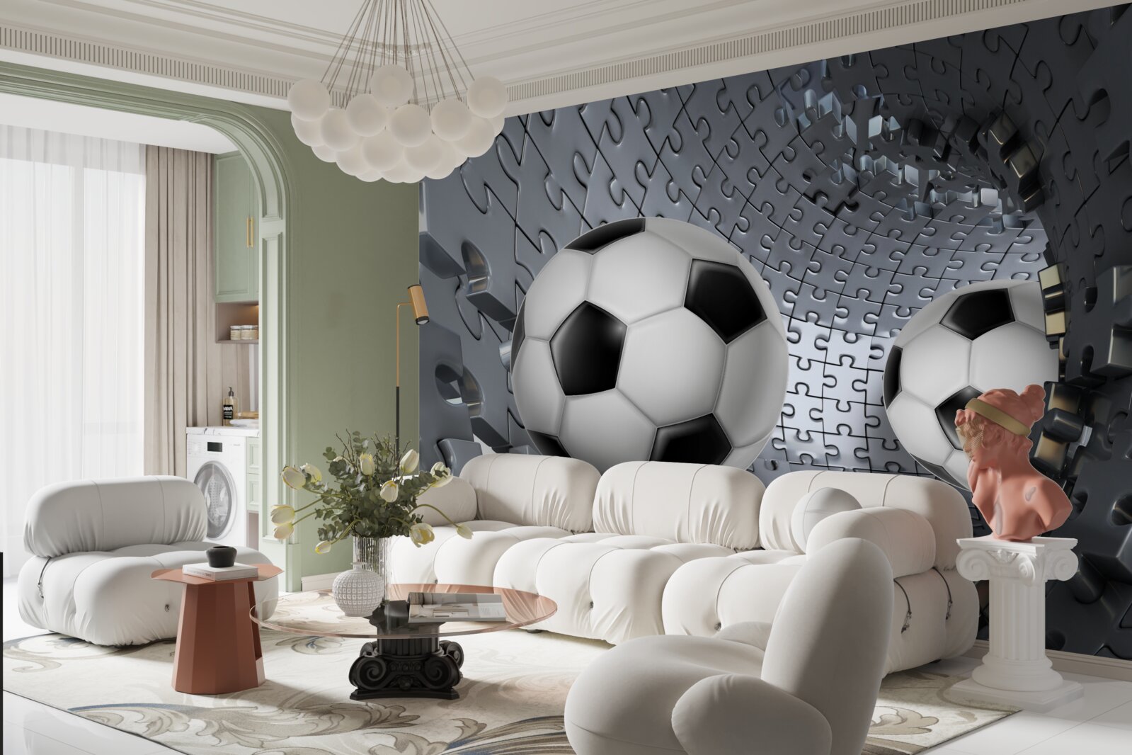 Papier peint balles et puzzles
