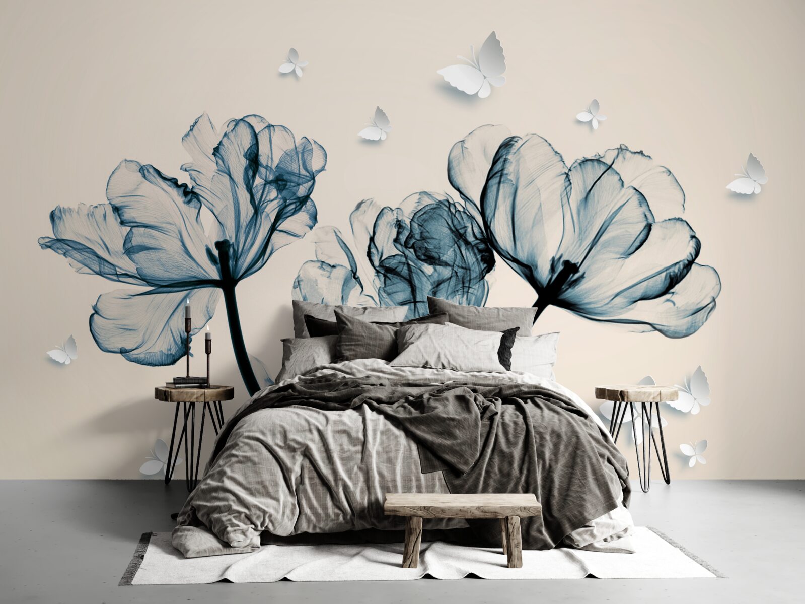 Papier peint des papillons de nuit légers survolent les plantes