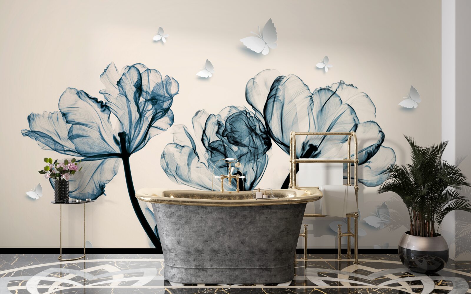 Papier peint des papillons de nuit légers survolent les plantes