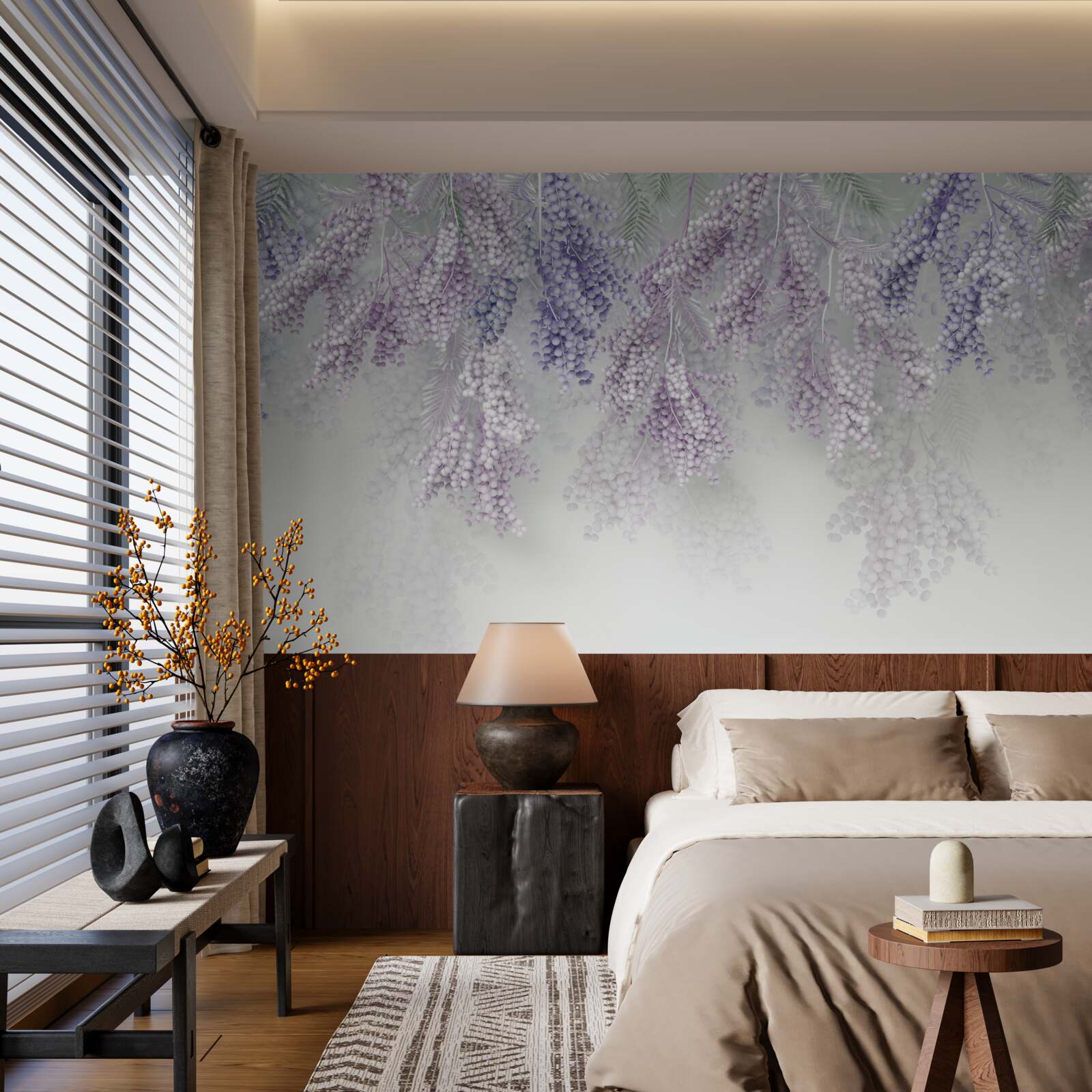 Papier peint pousses minces avec un feuillage abondant