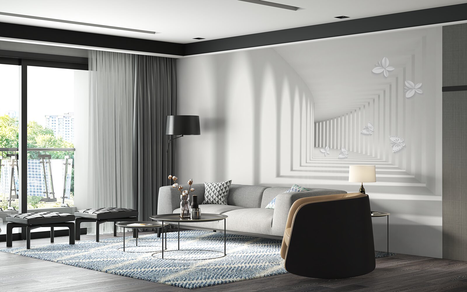 Papier peint un couloir s'enfonçant dans l'infini