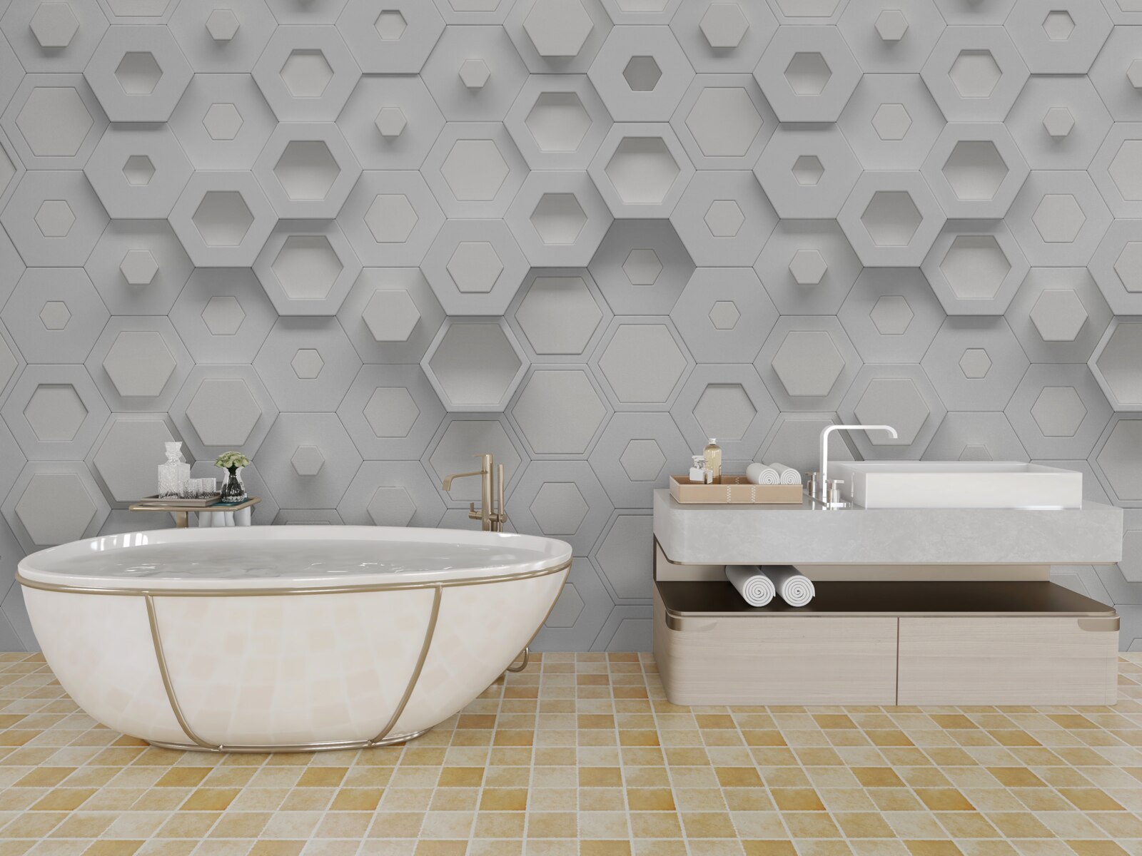 Papier peint abstraction en nid d'abeille