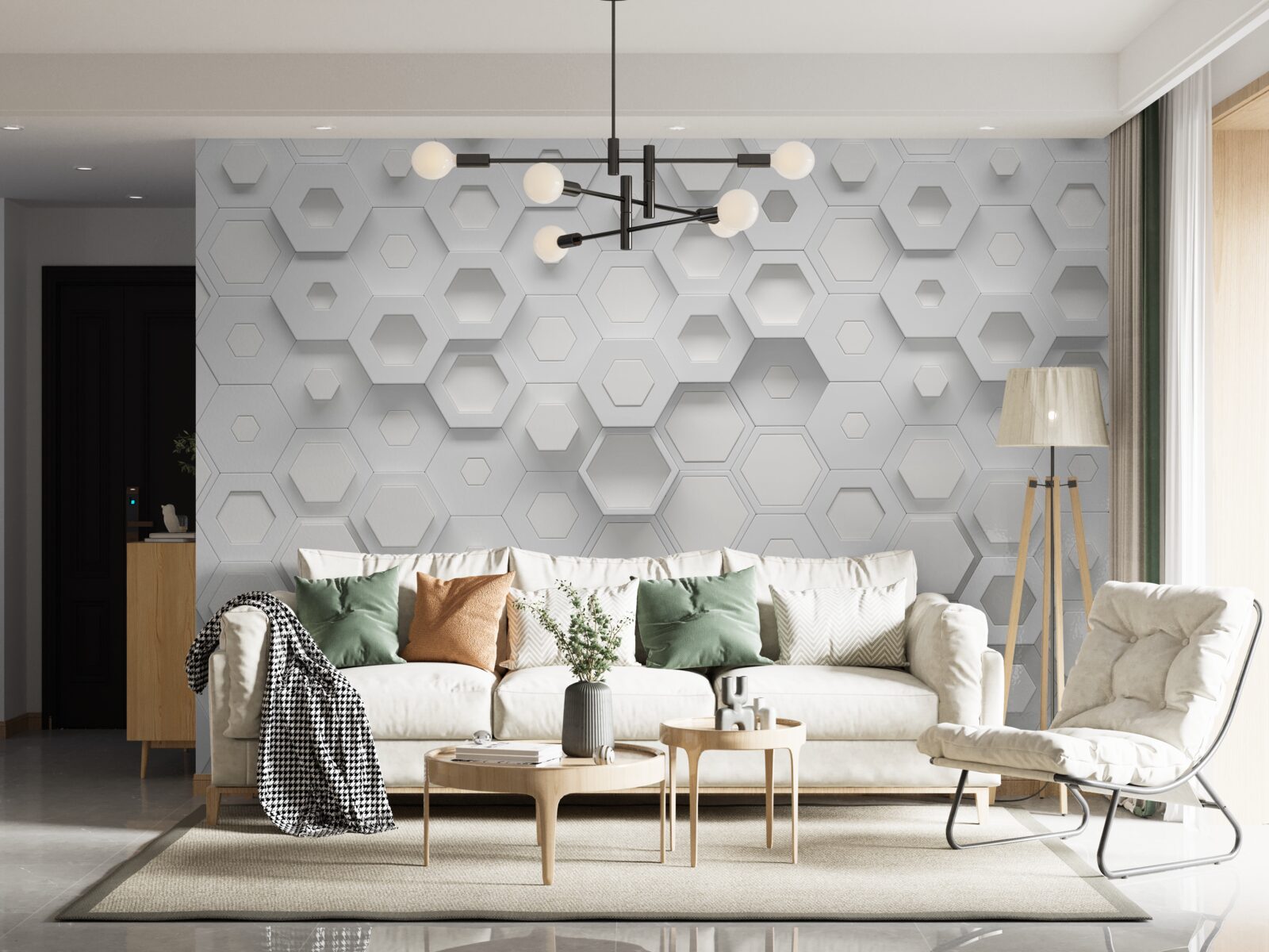 Papier peint abstraction en nid d'abeille