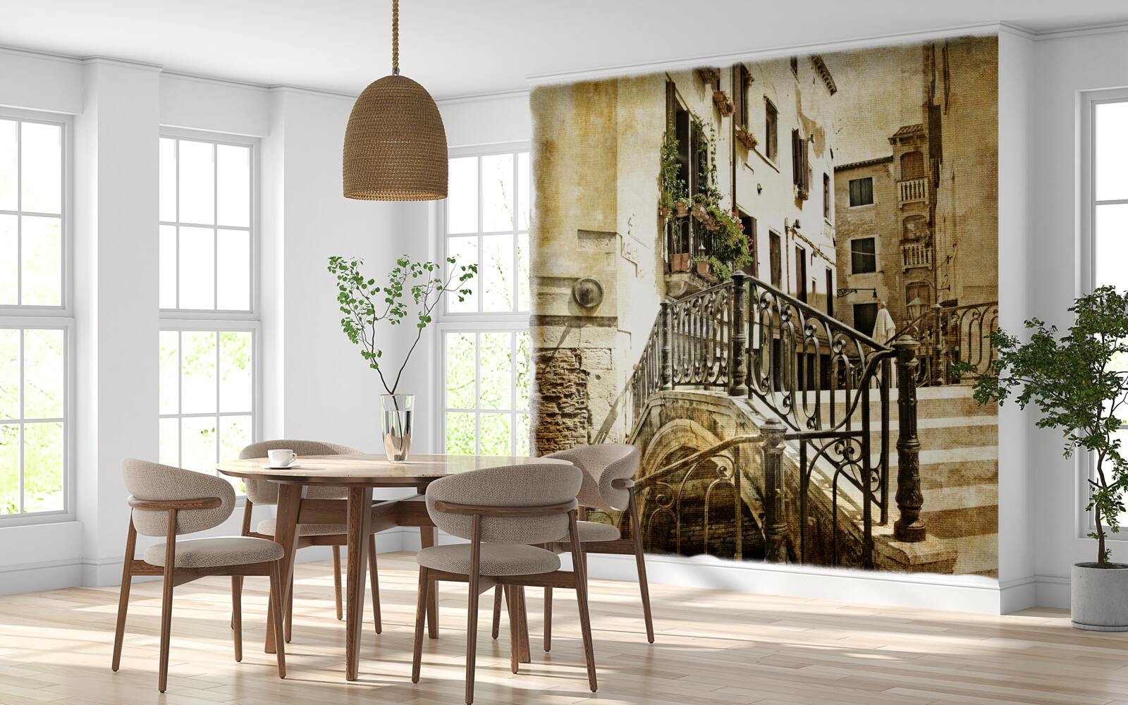 Papier peint pont détruit sur le canal