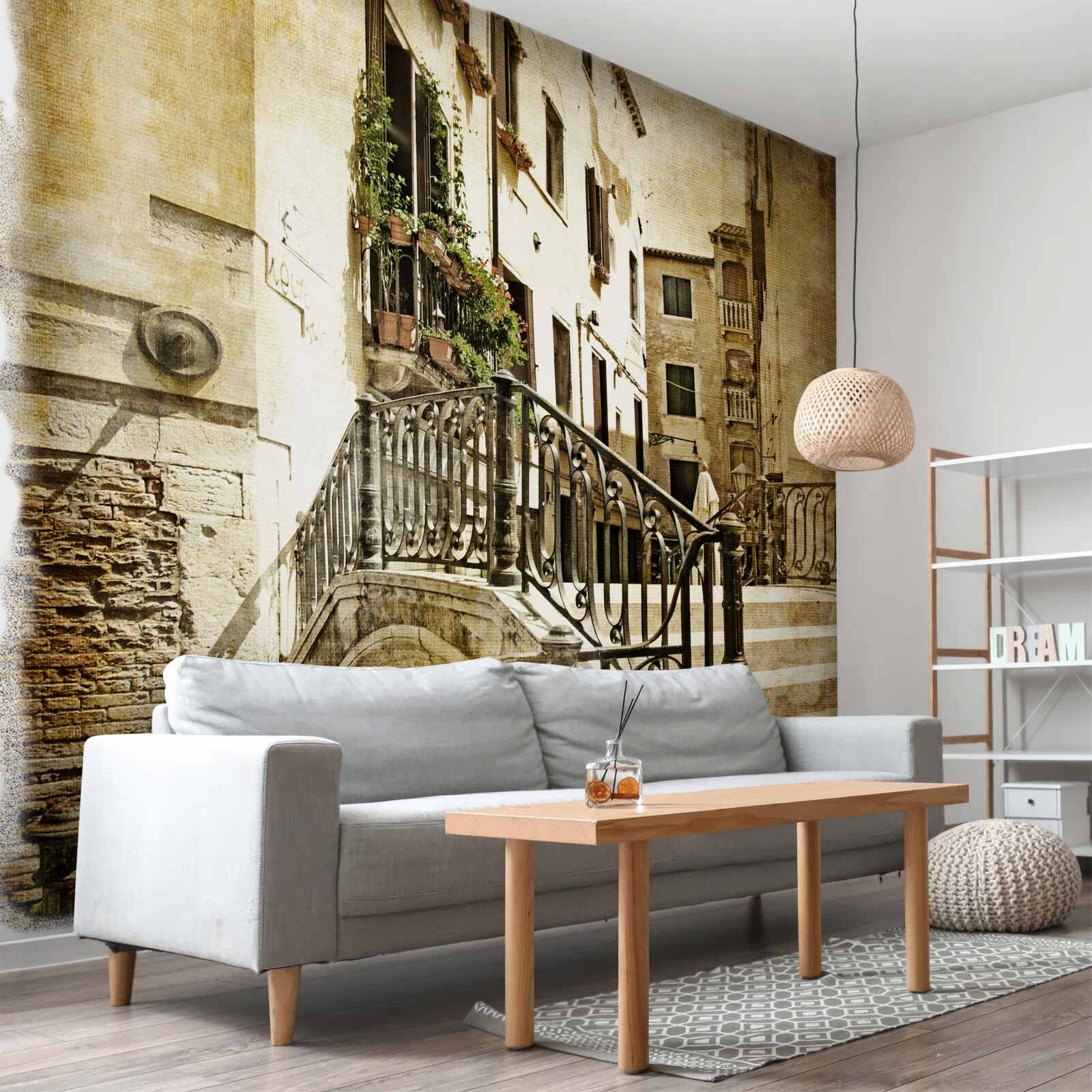 Papier peint pont détruit sur le canal