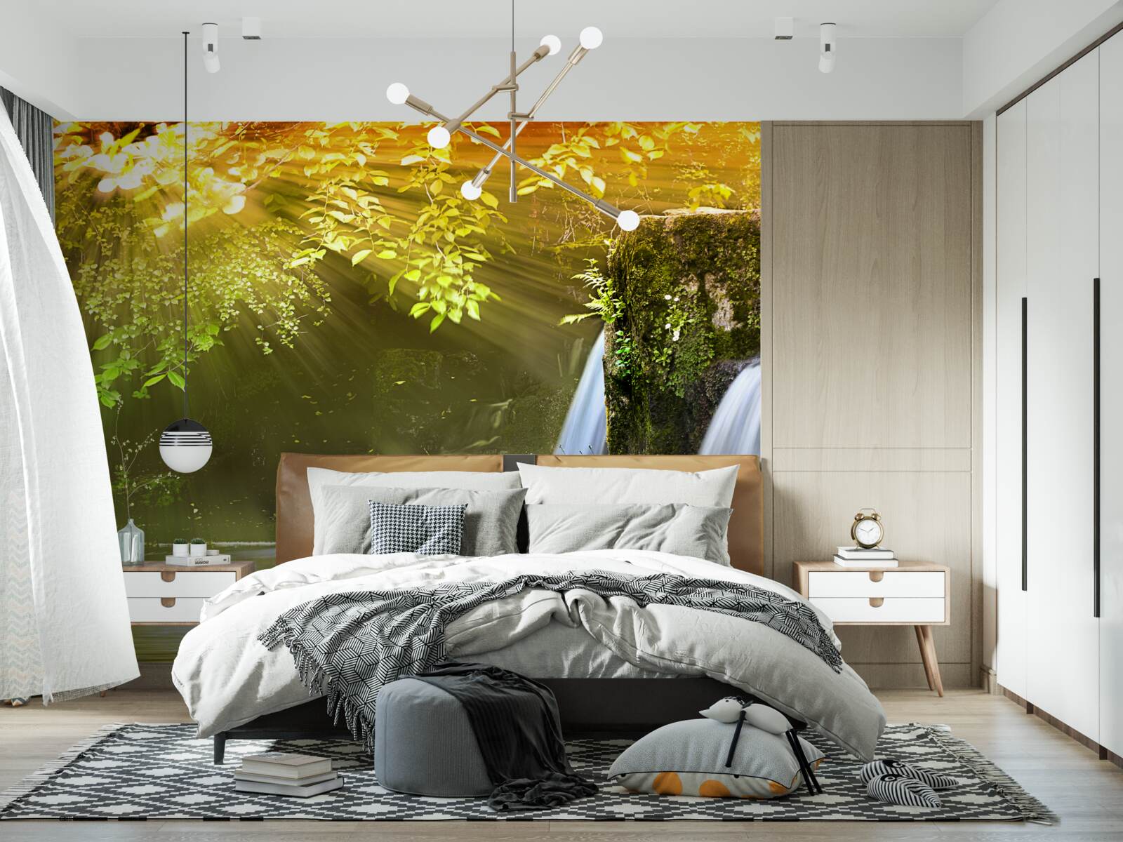 Papier peint chute d'eau au soleil