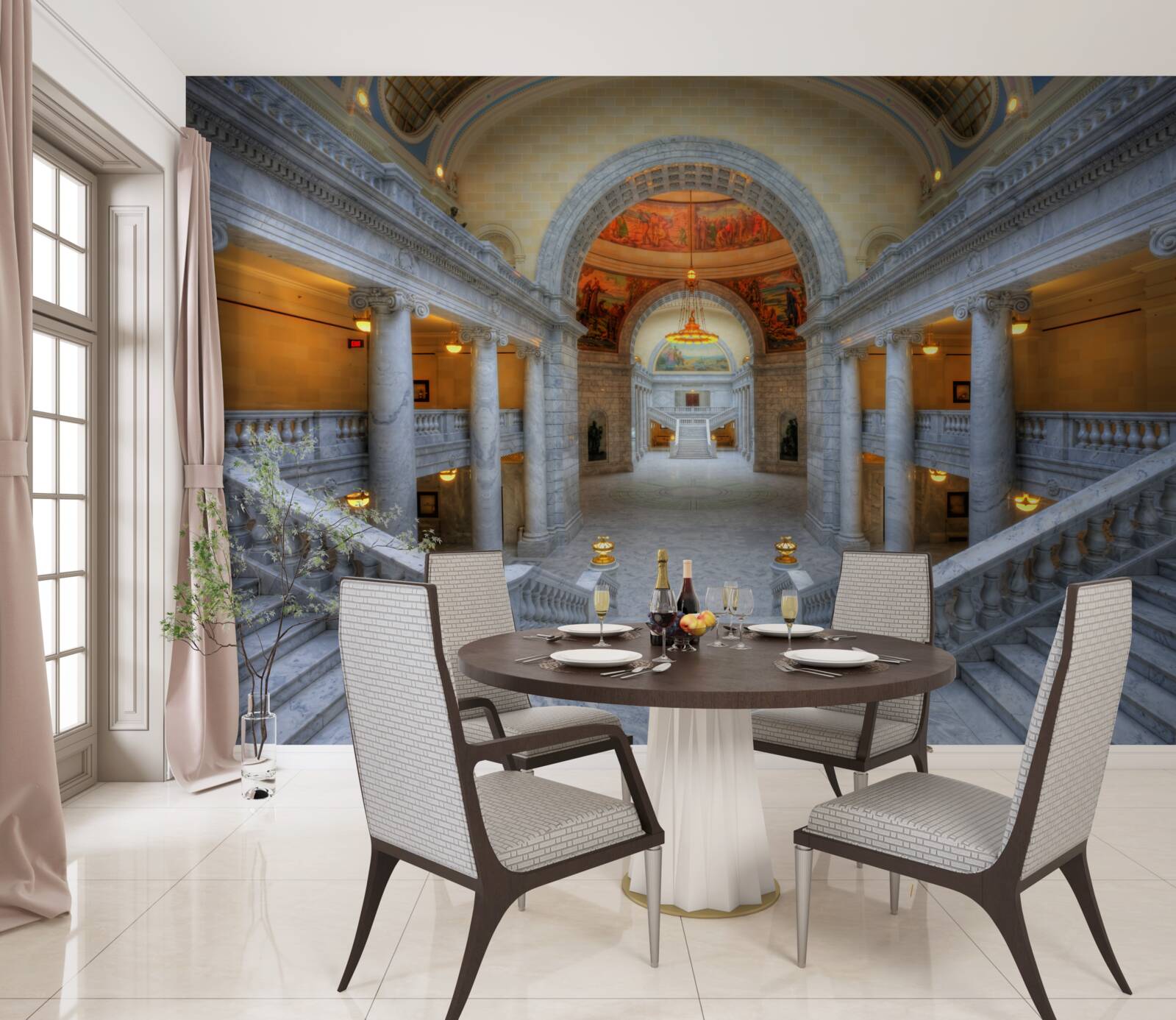 Papier peint une série d'escaliers à volées courbes