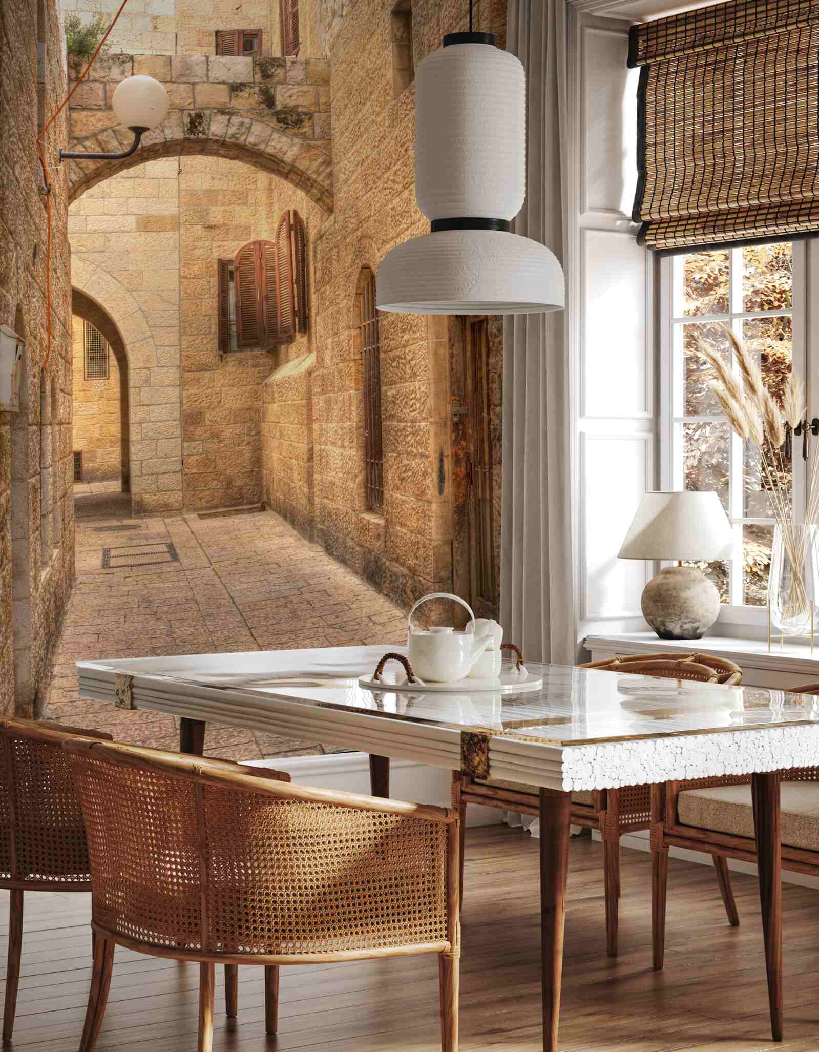 Papier peint arche en pierre dans la partie historique de la ville