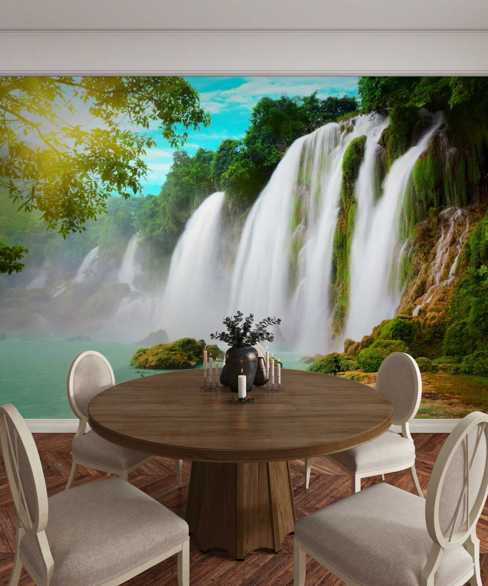 Papier peint bruyante chute d'eau scintillant au soleil