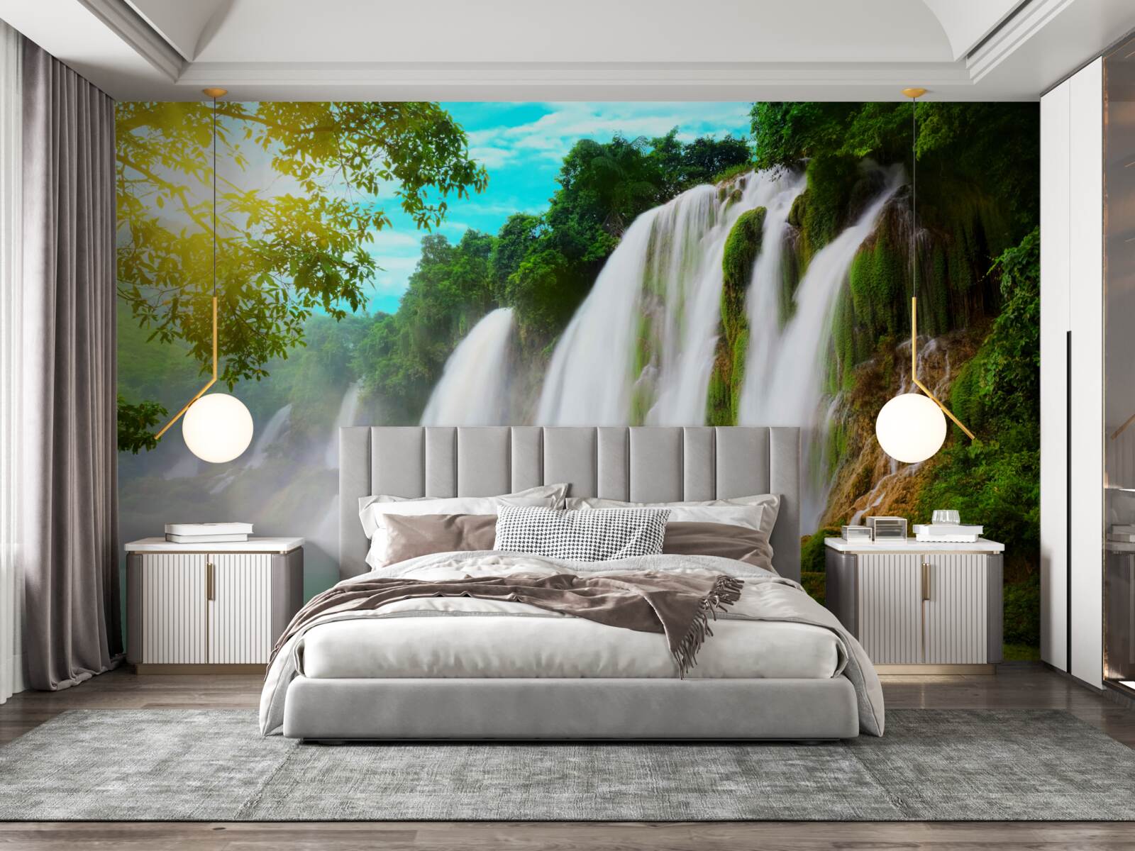 Papier peint bruyante chute d'eau scintillant au soleil