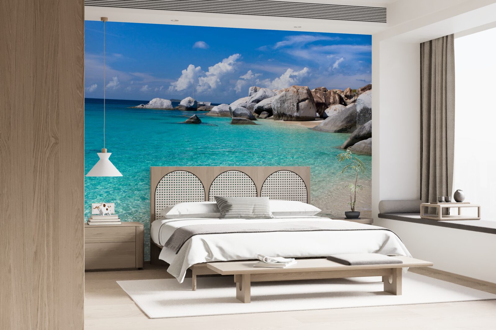 Papier peint des eaux océaniques azurées et un rivage sablonneux