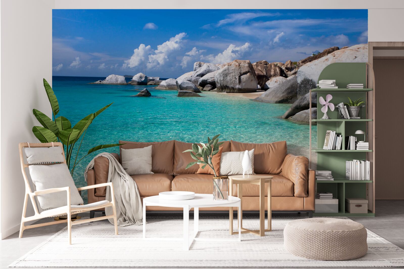 Papier peint des eaux océaniques azurées et un rivage sablonneux