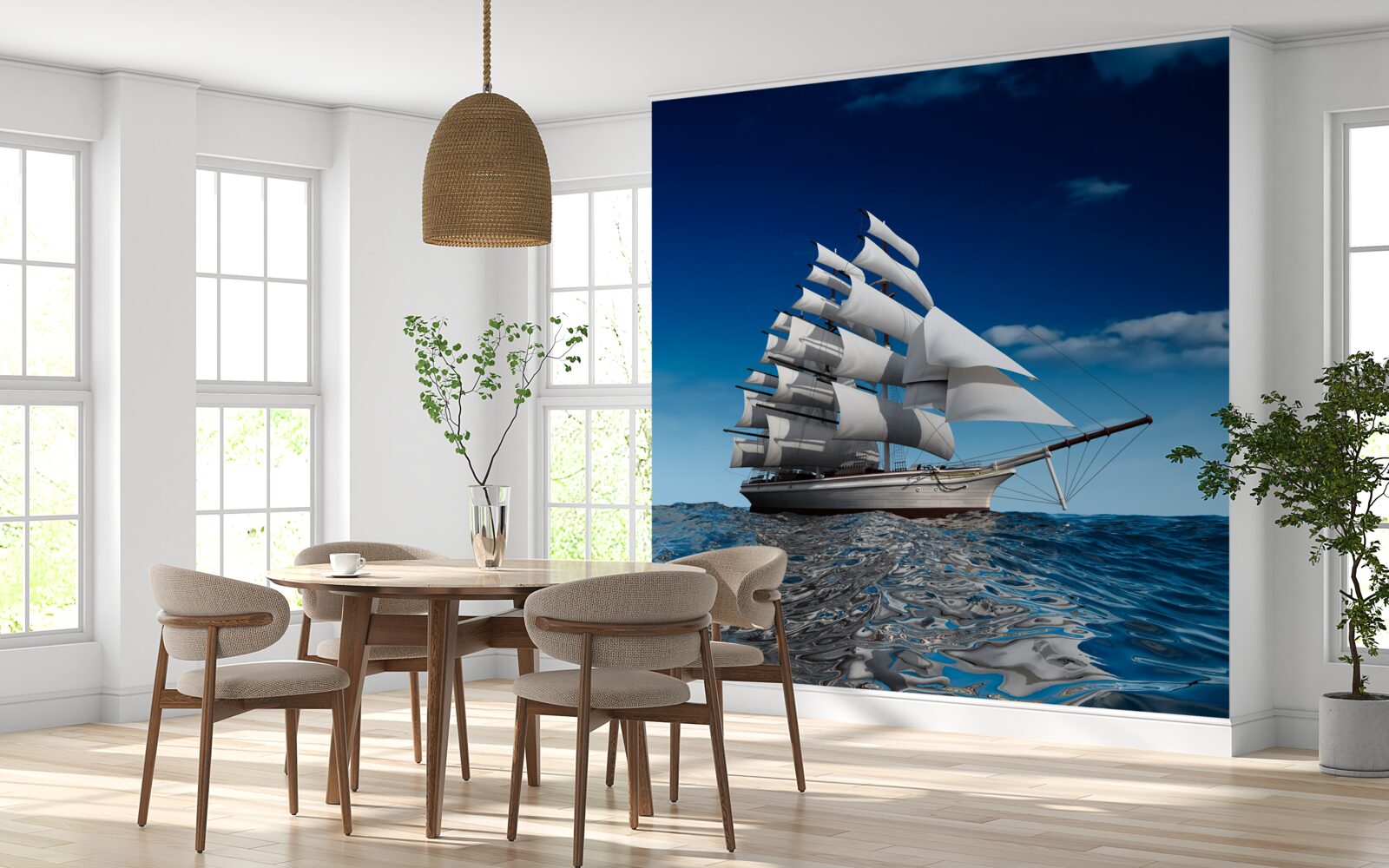 Papier peint un navire à voile en eaux calmes