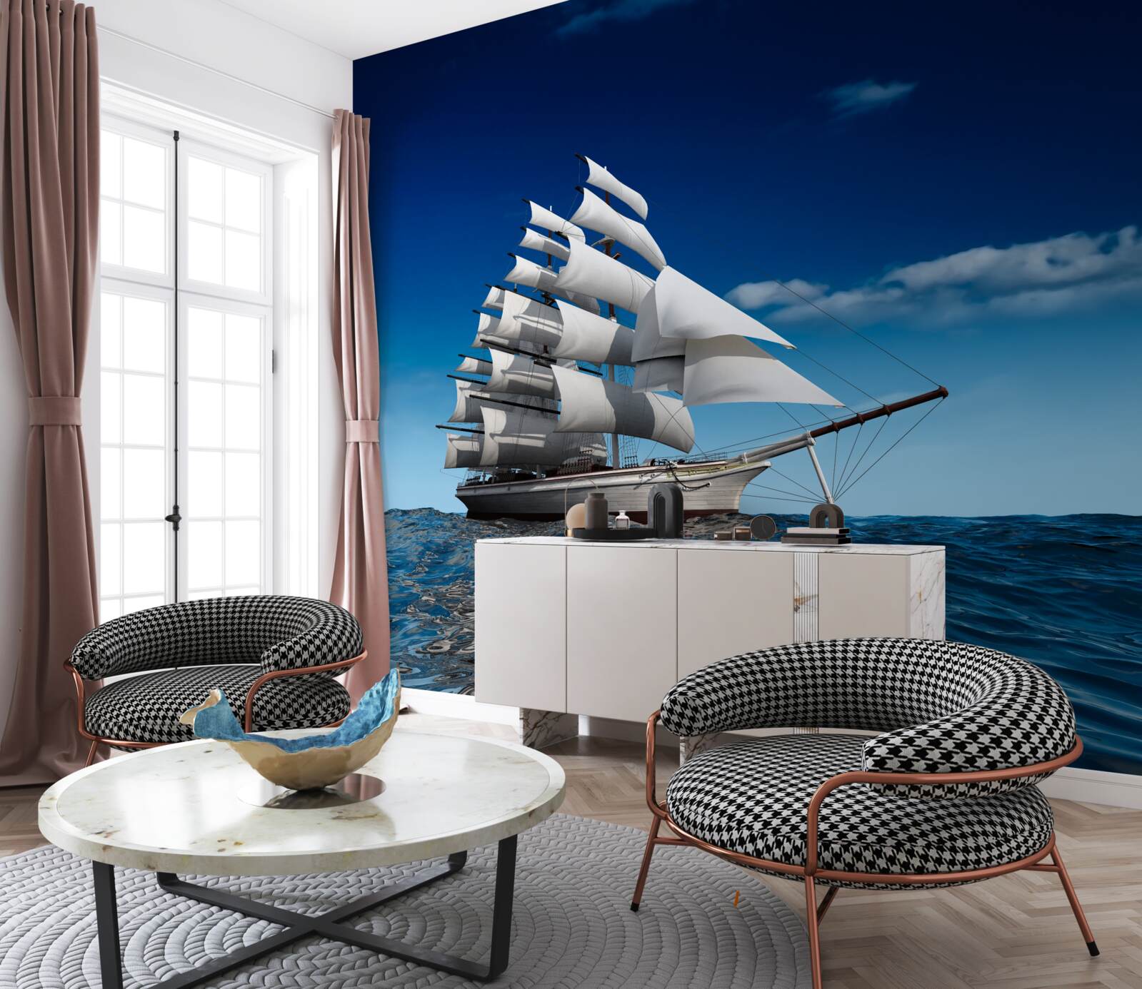 Papier peint un navire à voile en eaux calmes