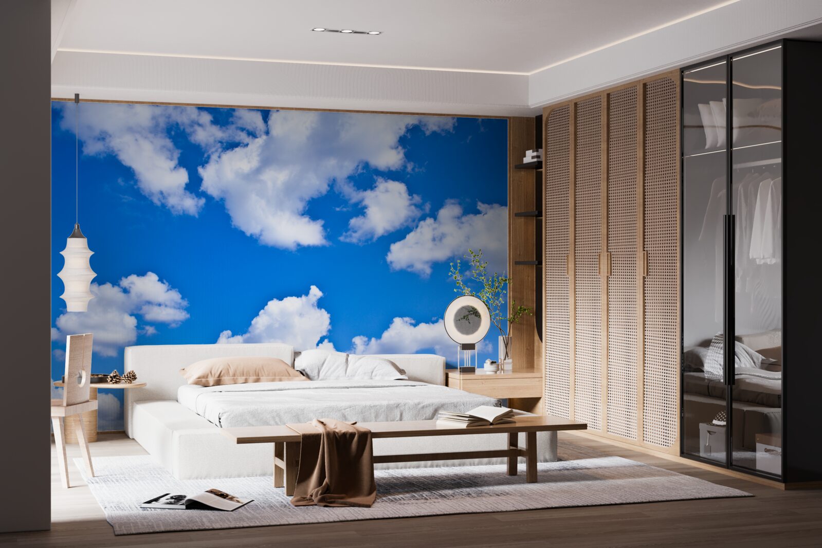 Papier peint nuages flottant dans le ciel bleu