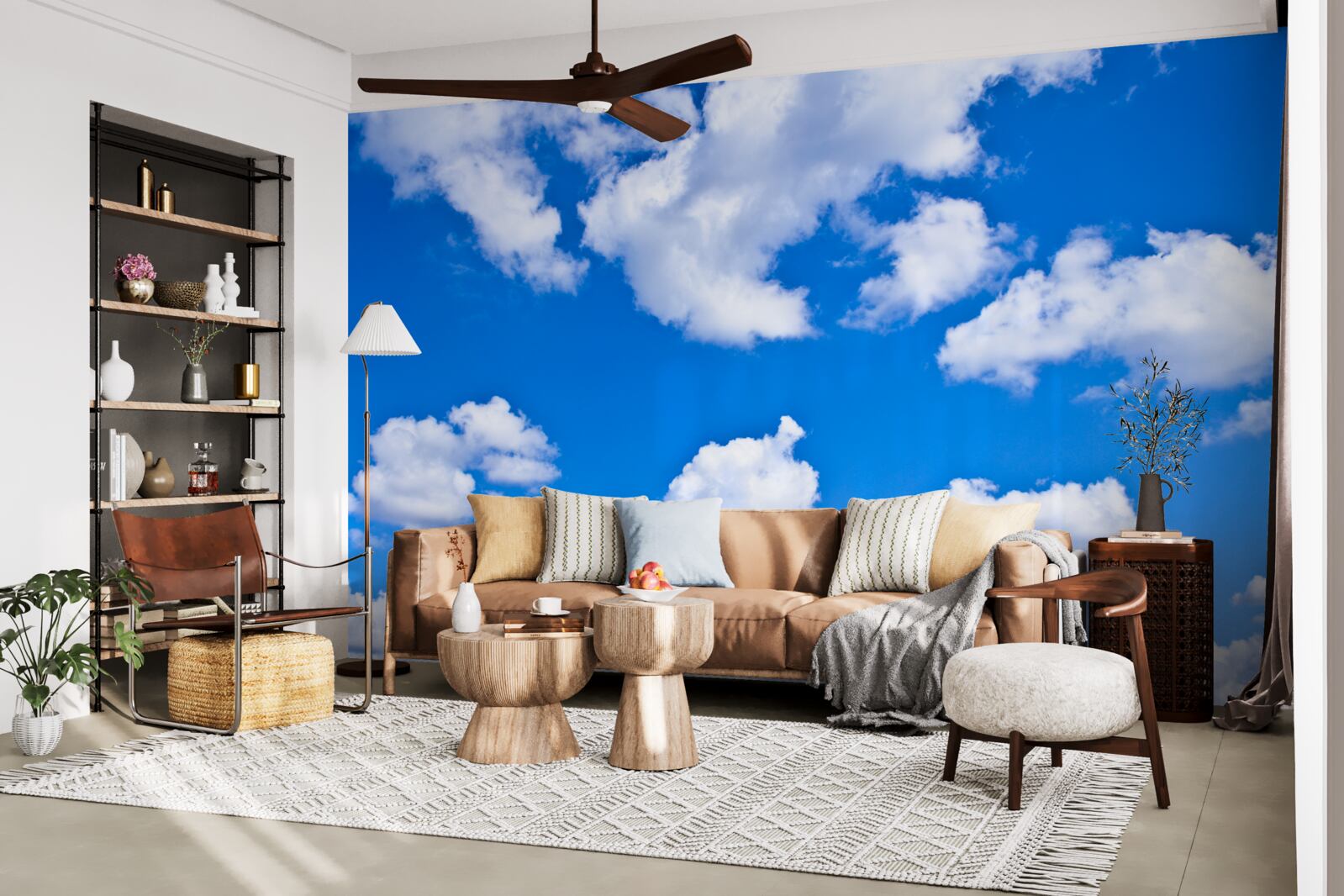 Papier peint nuages flottant dans le ciel bleu