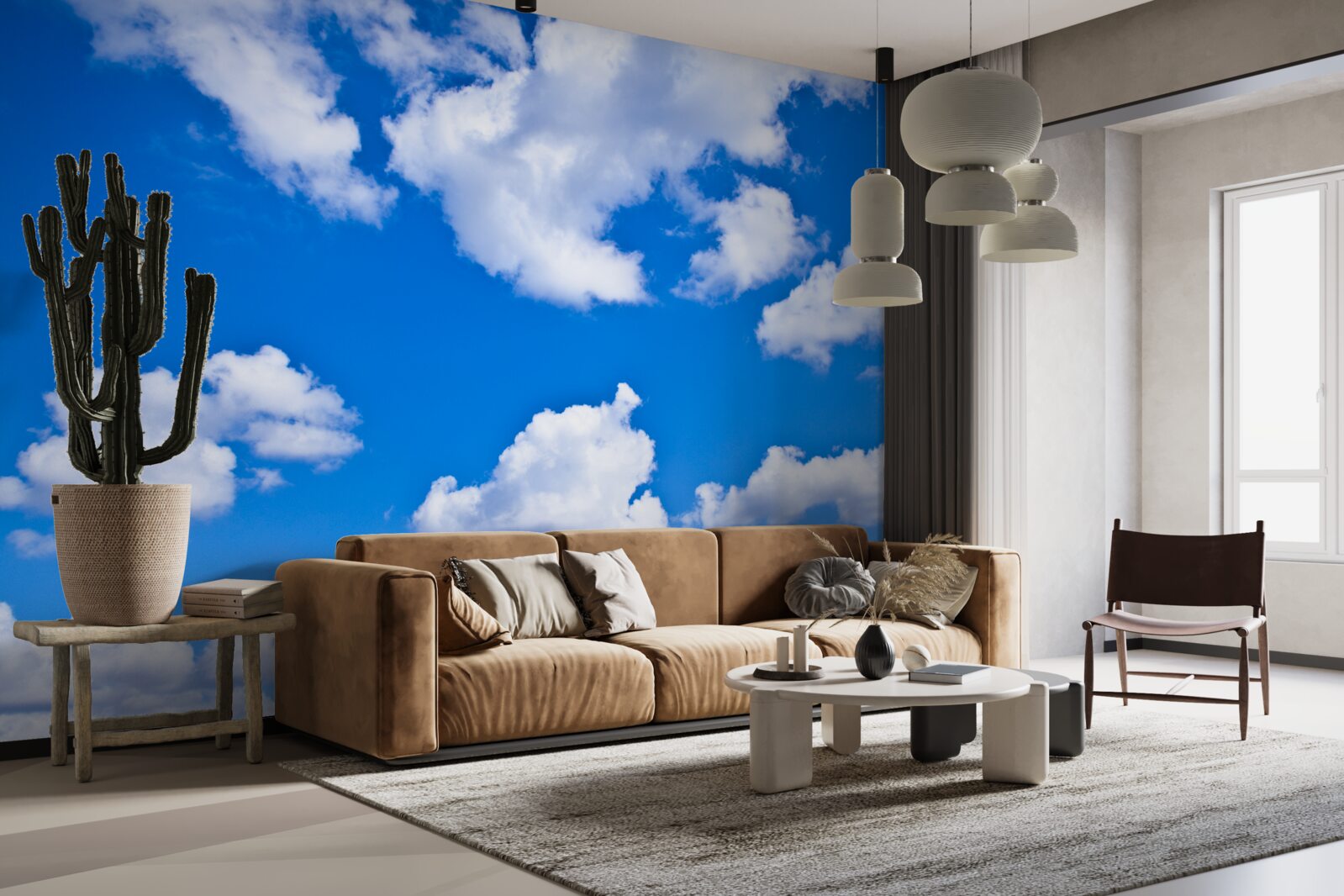 Papier peint nuages flottant dans le ciel bleu