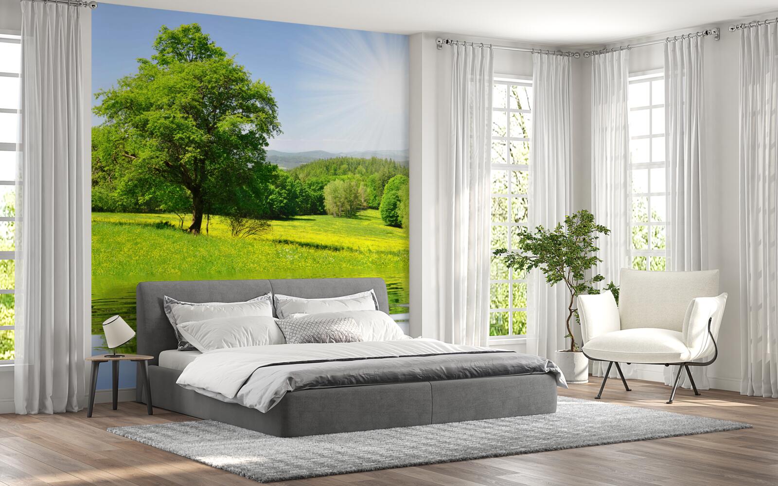 Papier peint une journée lumineuse sur une prairie ensoleillée