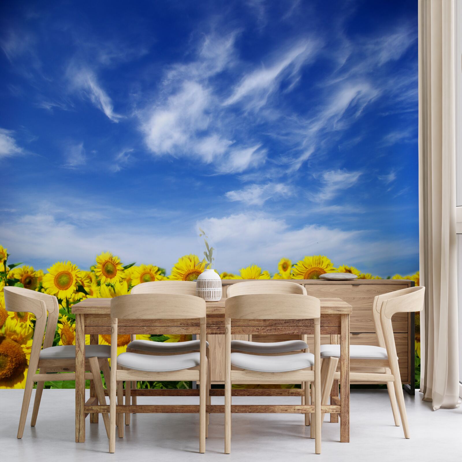 Papier peint les tournesols se détachent nettement sur le ciel bleu