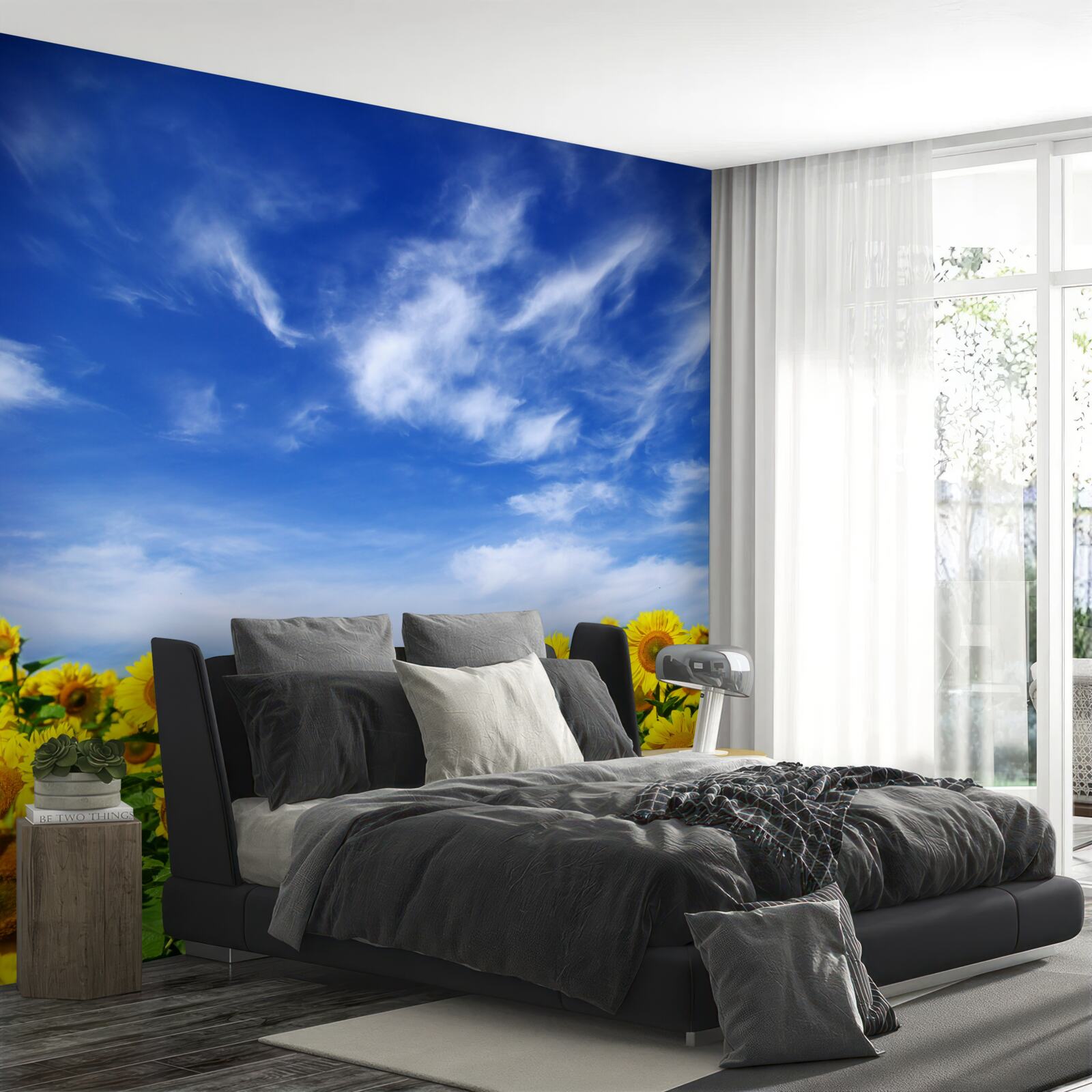 Papier peint les tournesols se détachent nettement sur le ciel bleu