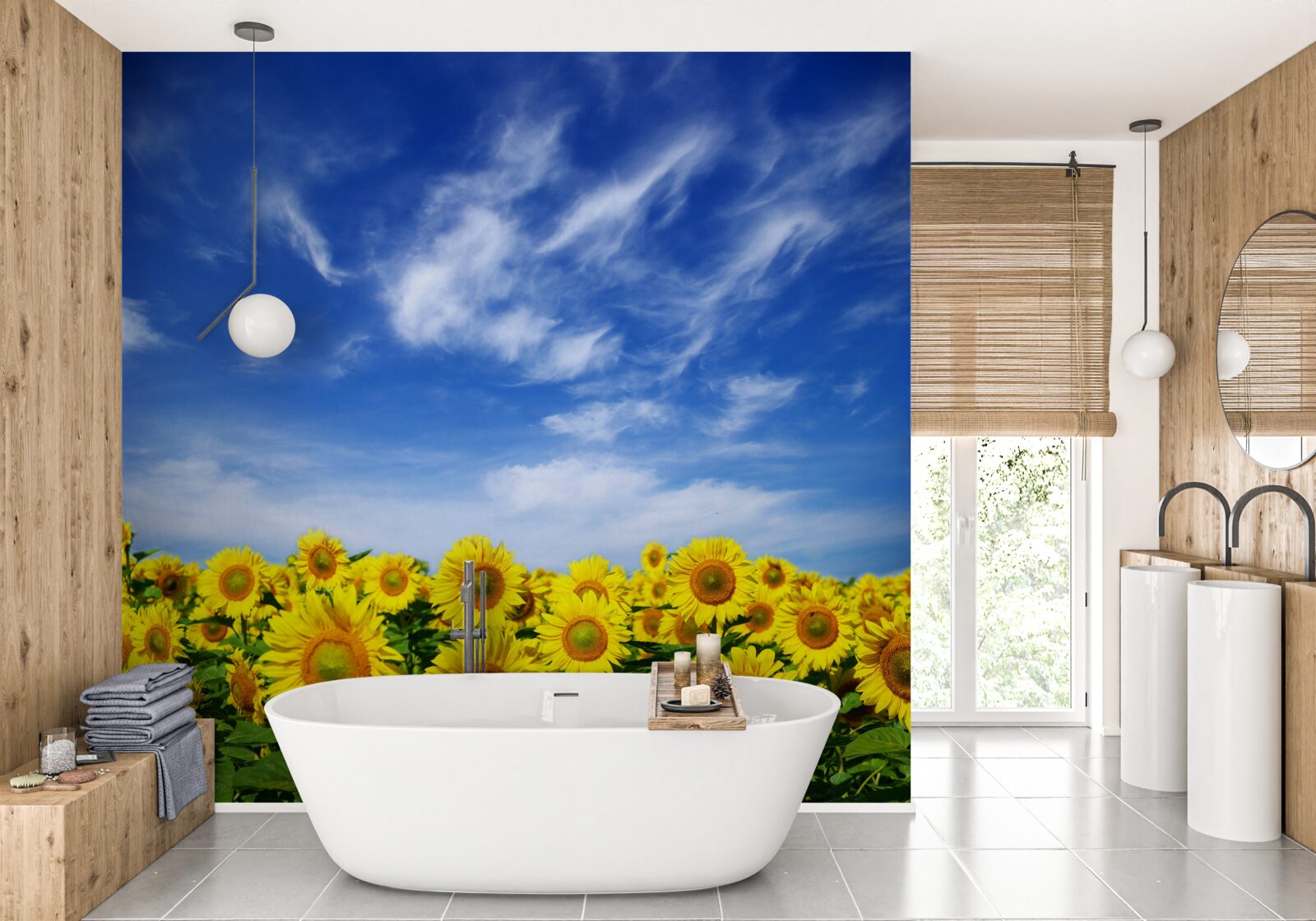 Papier peint les tournesols se détachent nettement sur le ciel bleu