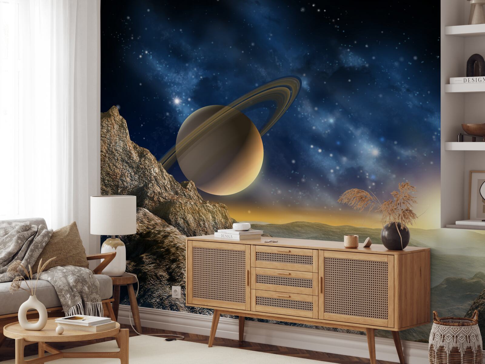 Papier peint abstrait avec motif planétaire