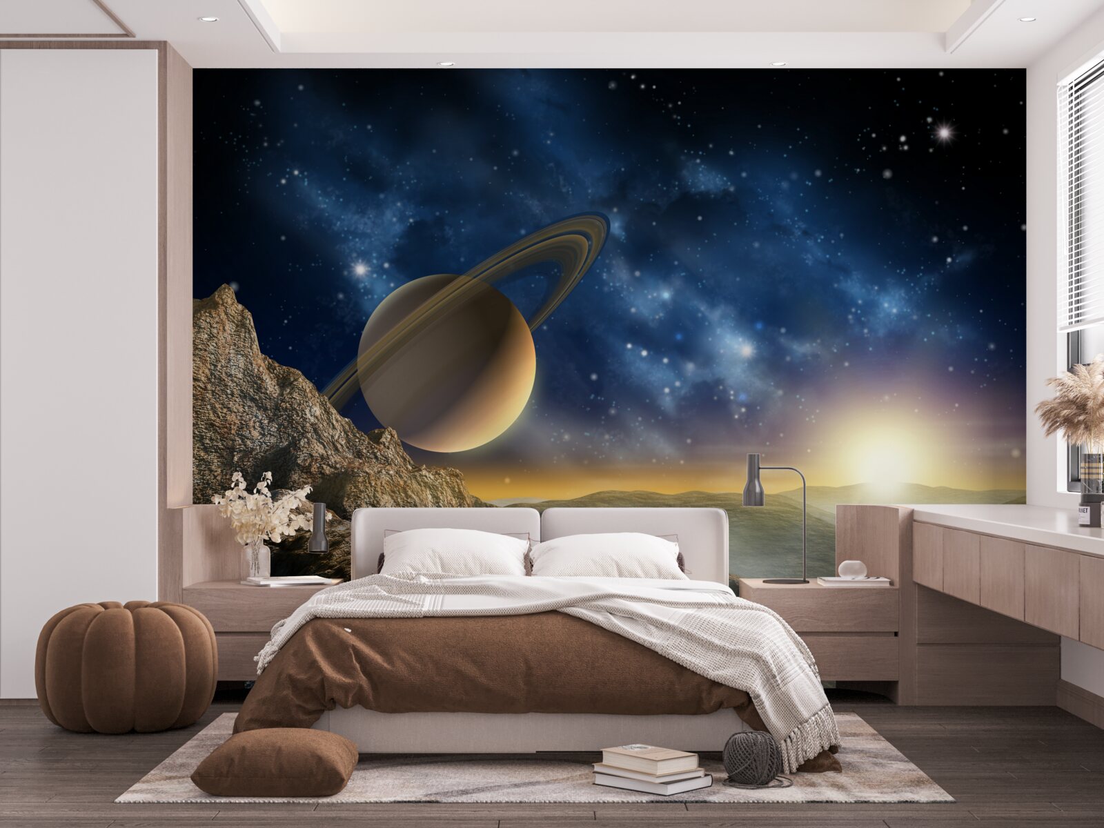 Papier peint abstrait avec motif planétaire