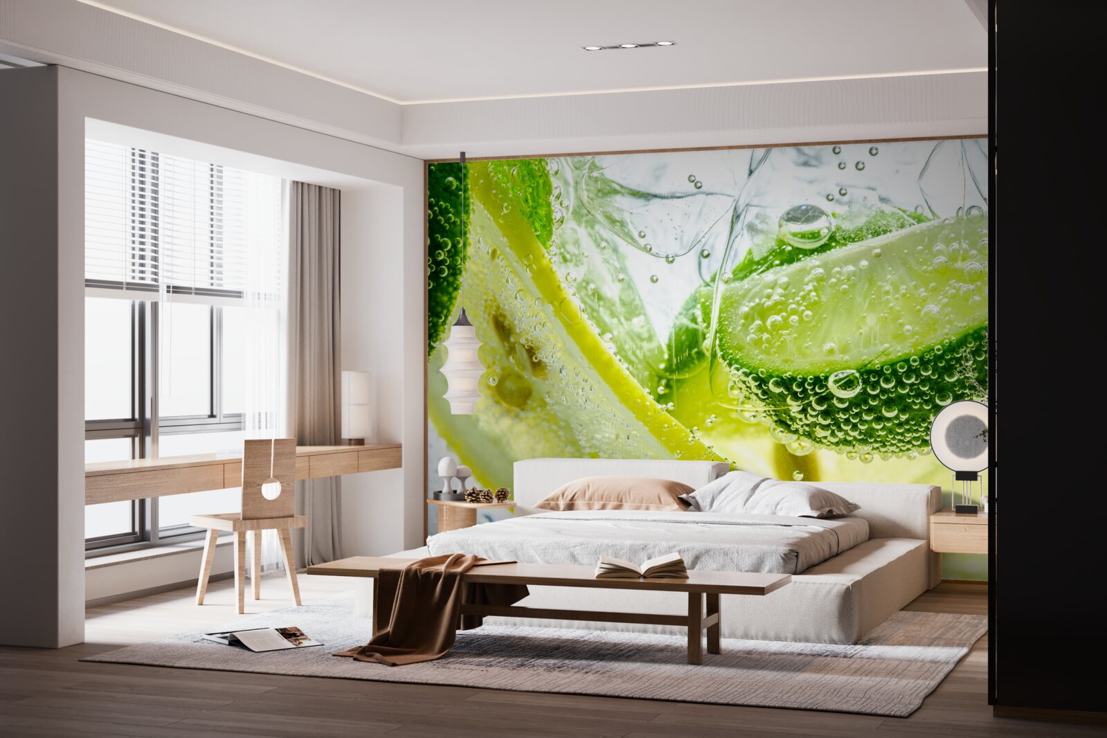 Papier peint tranches de citron et de lime dans un verre d'eau