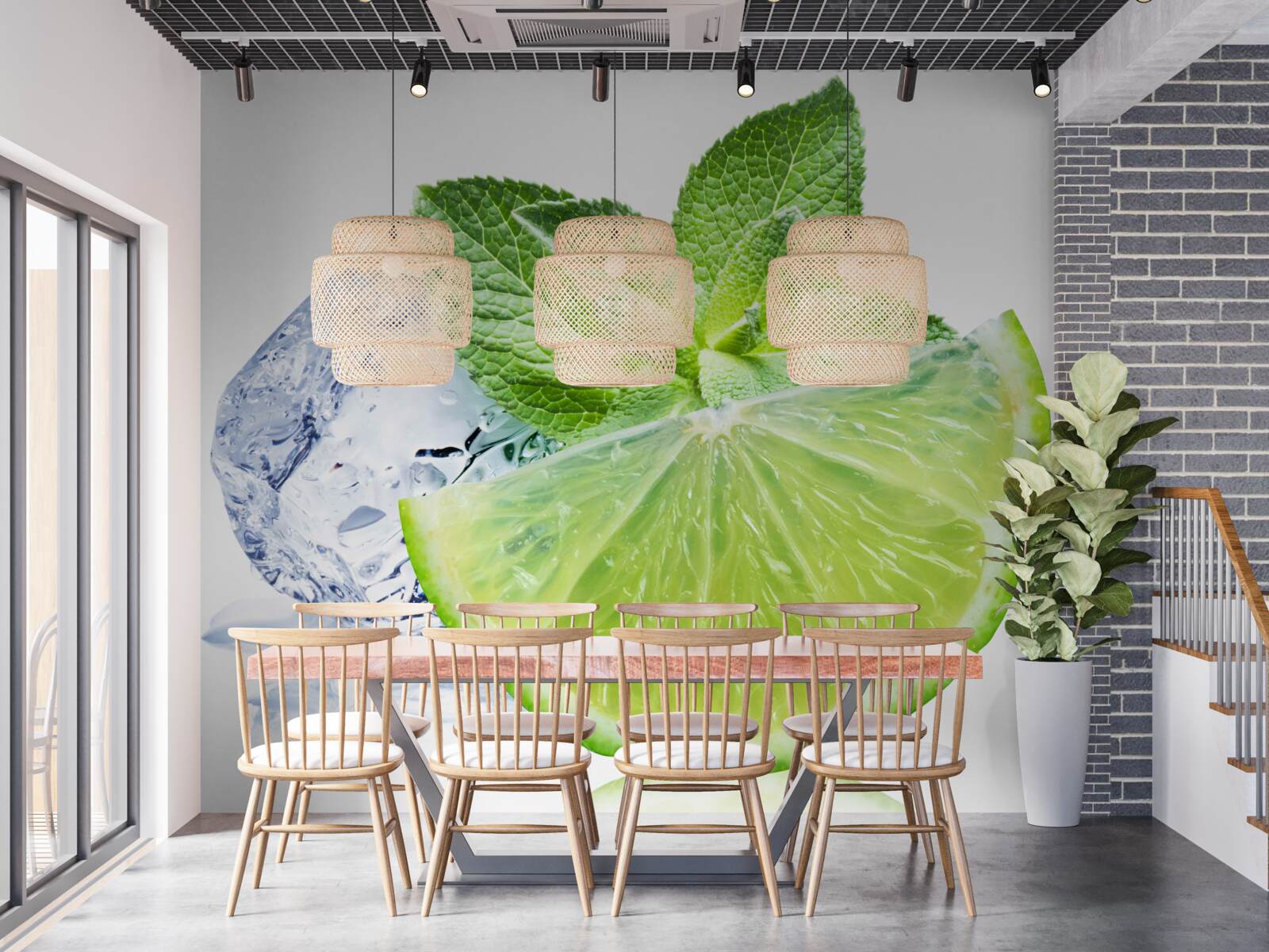 Papier peint Cocktail au citron vert et à la menthe