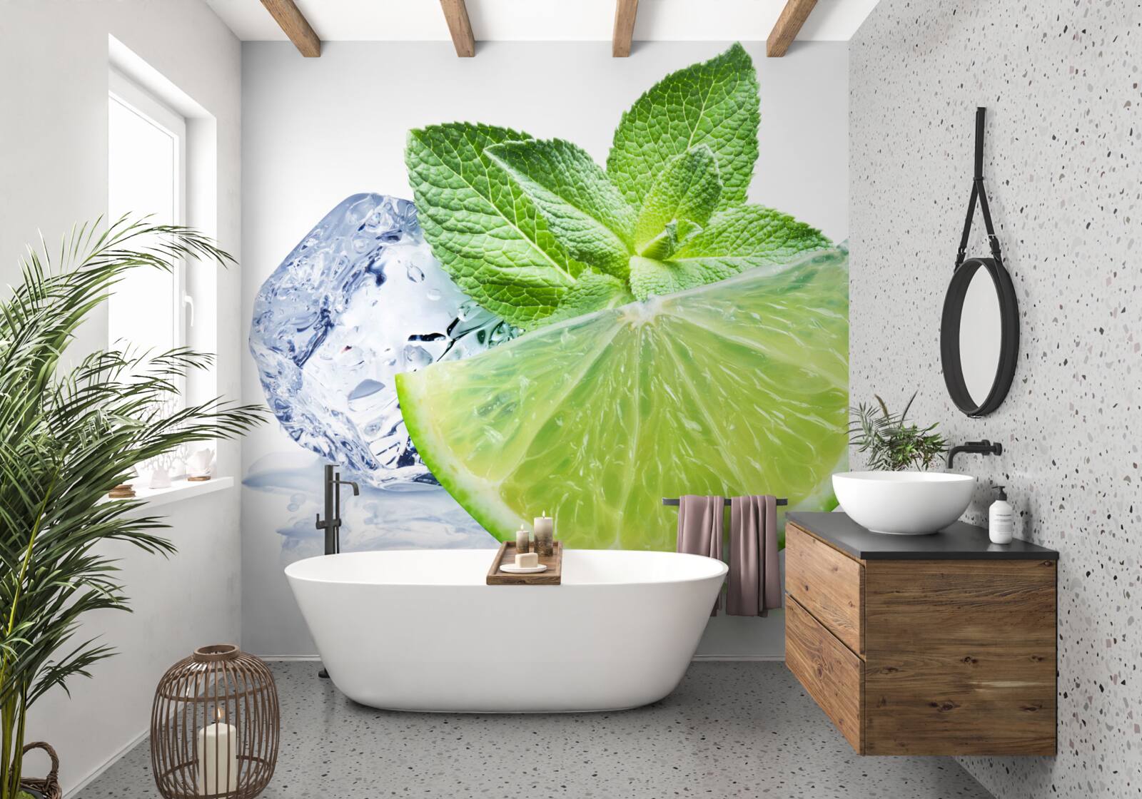 Papier peint Cocktail au citron vert et à la menthe