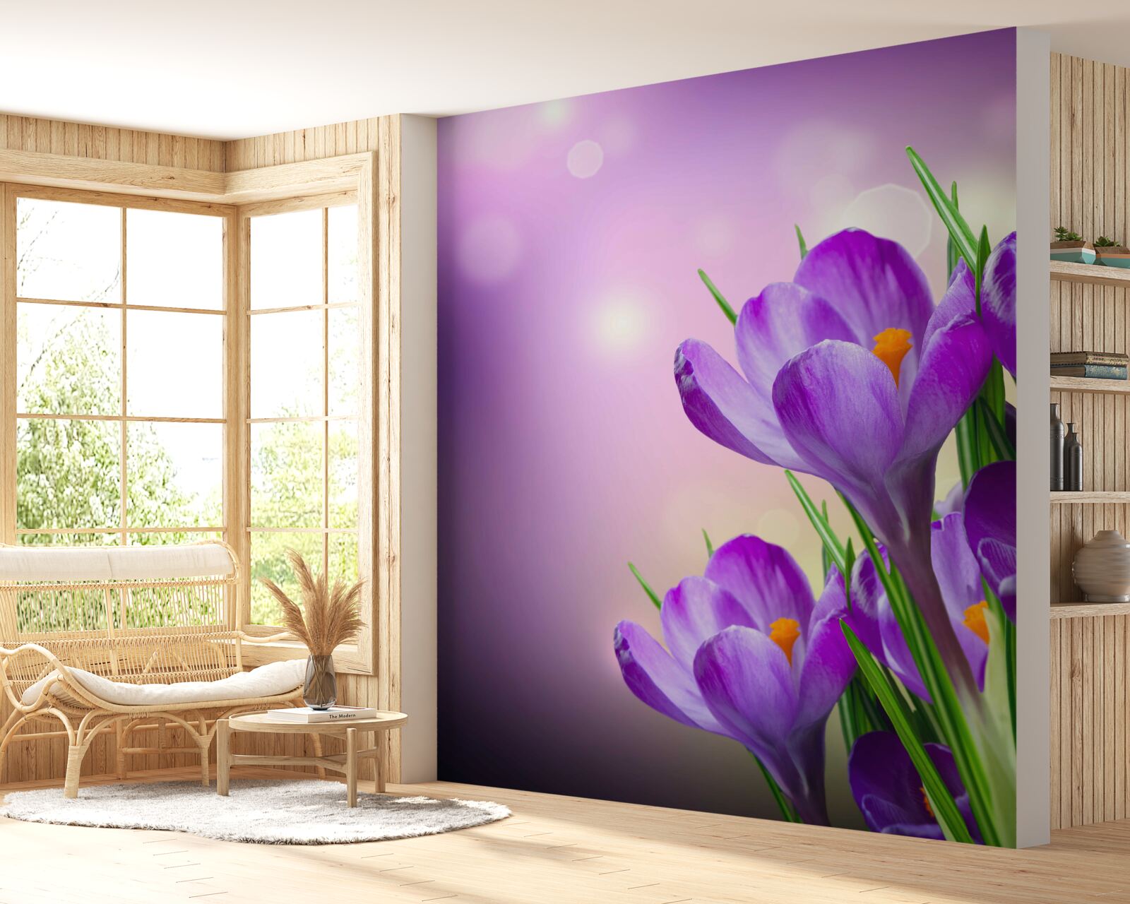 Papier peint à l'aube, les iris s'épanouissent dans une délicate teinte violette