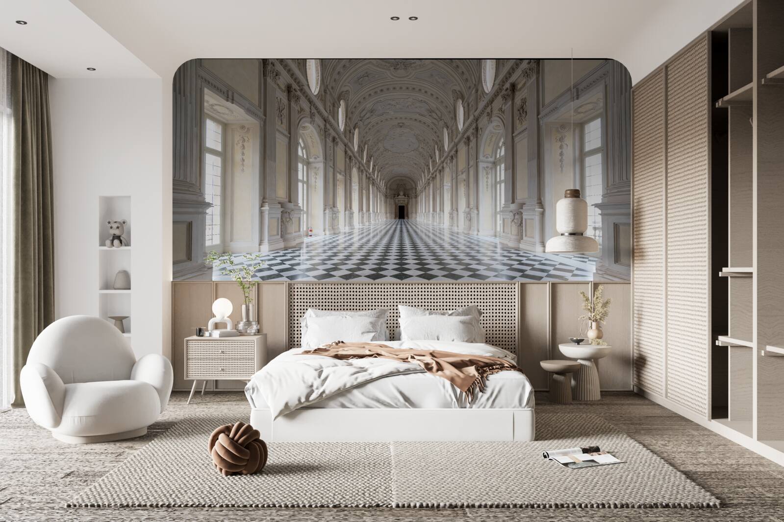 Papier peint des carreaux en mosaïque dans une pièce en pierre