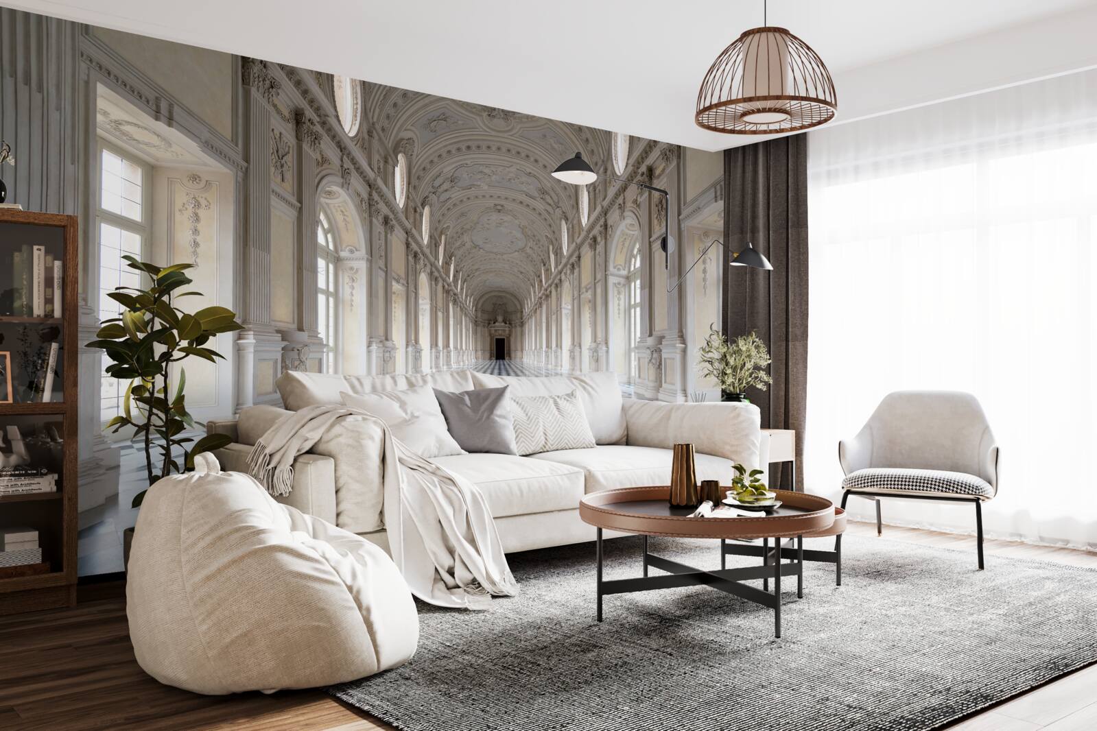 Papier peint des carreaux en mosaïque dans une pièce en pierre