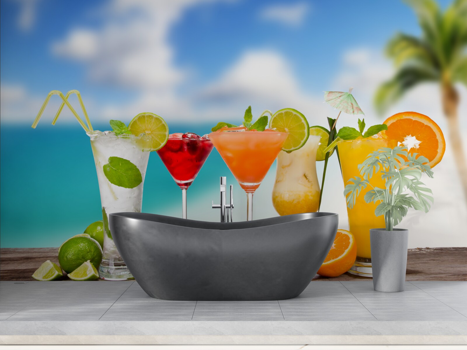 Papier peint cocktails tropicaux pour l'été