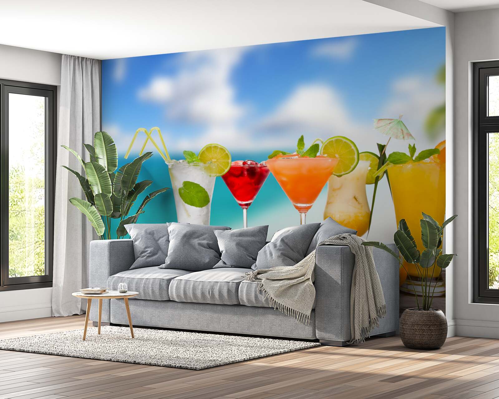 Papier peint cocktails tropicaux pour l'été