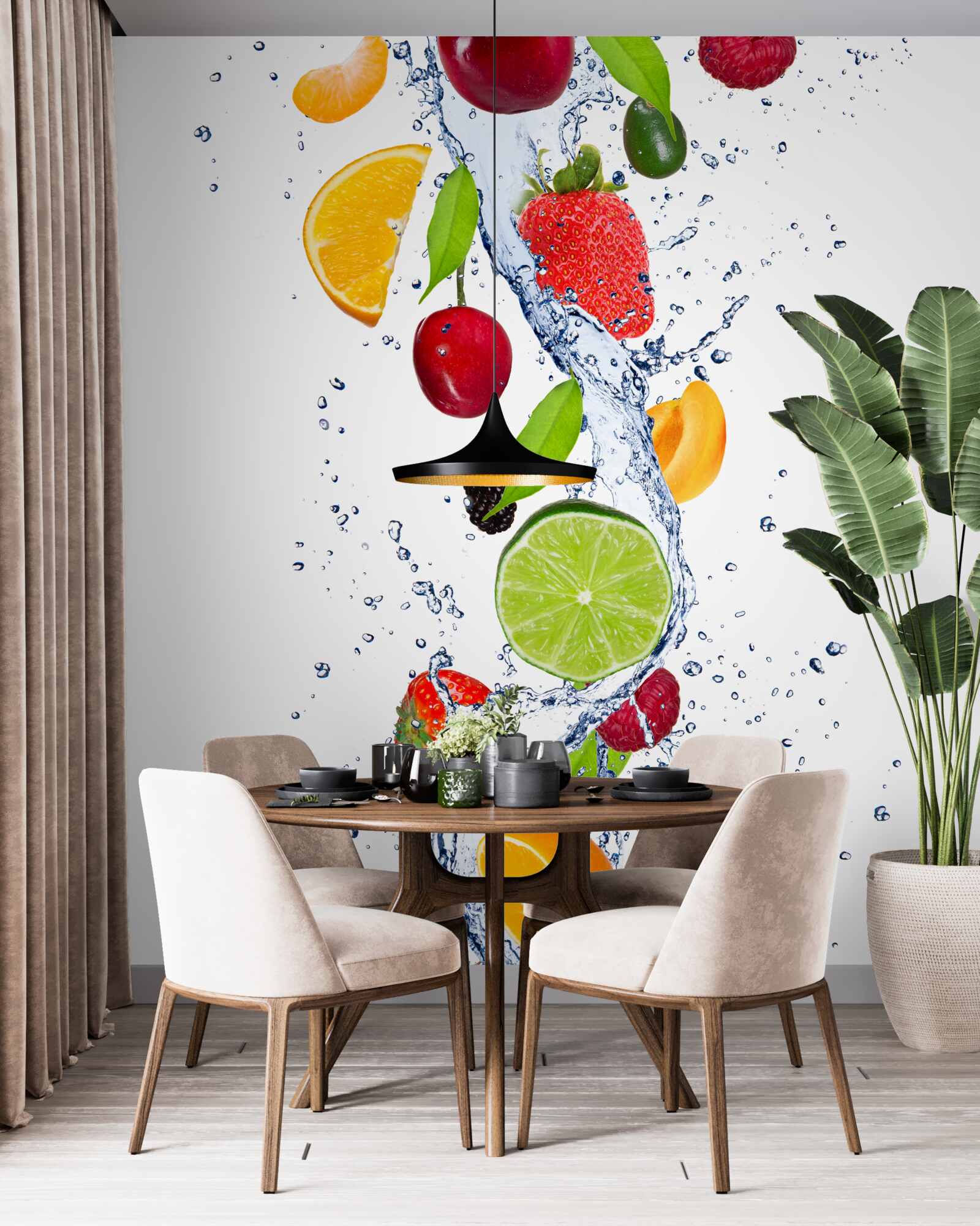 Papier peint eau et boisson aux fruits