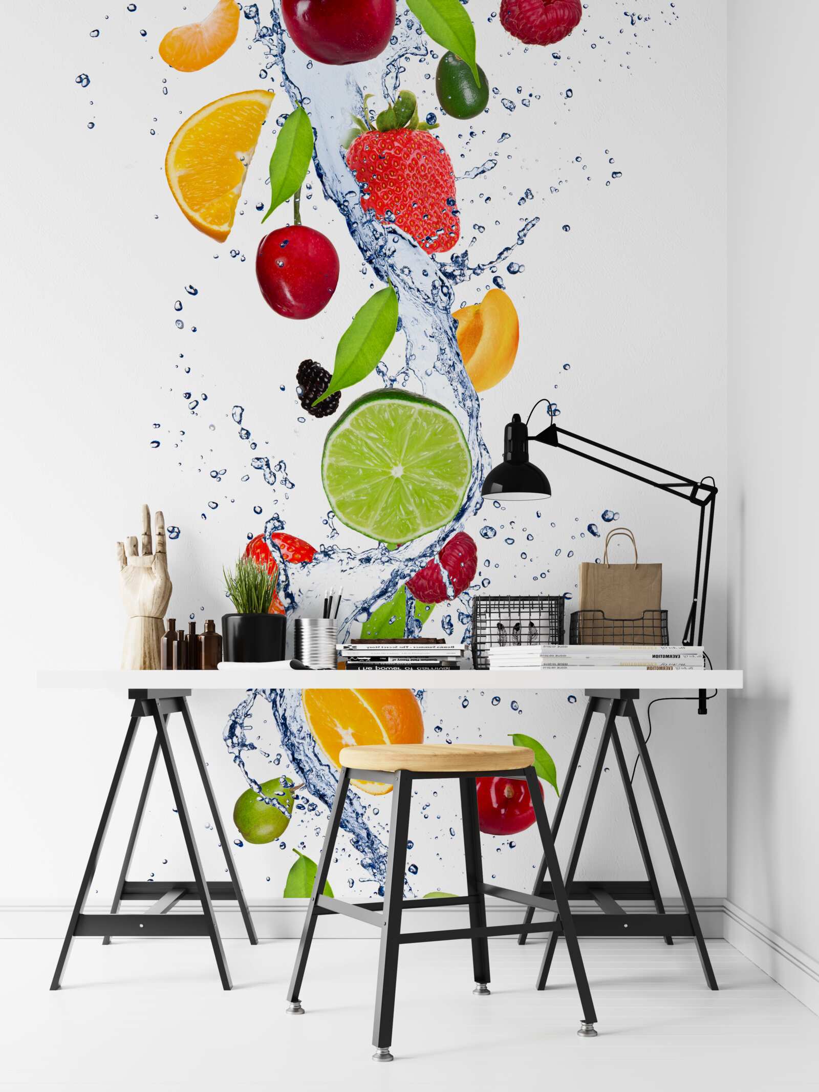 Papier peint eau et boisson aux fruits